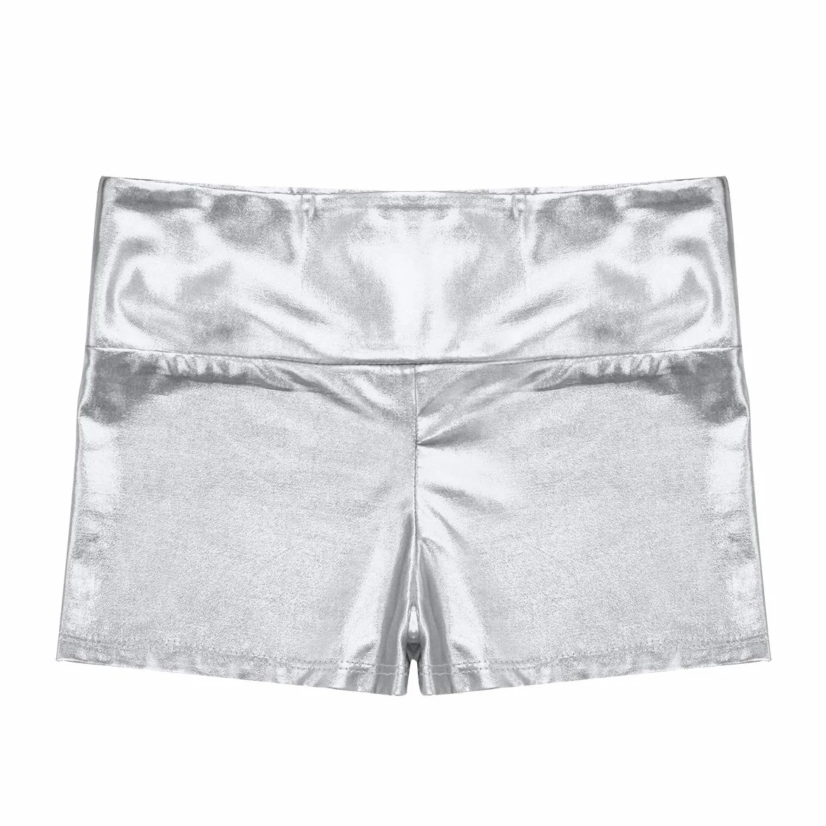inhzoy Pantalones Cortos de Danza Yoga para Niña Shorts Deportivos de Gimnasia Fitness Charol Metálico Cintura Alta Ropa de Baile Moderno