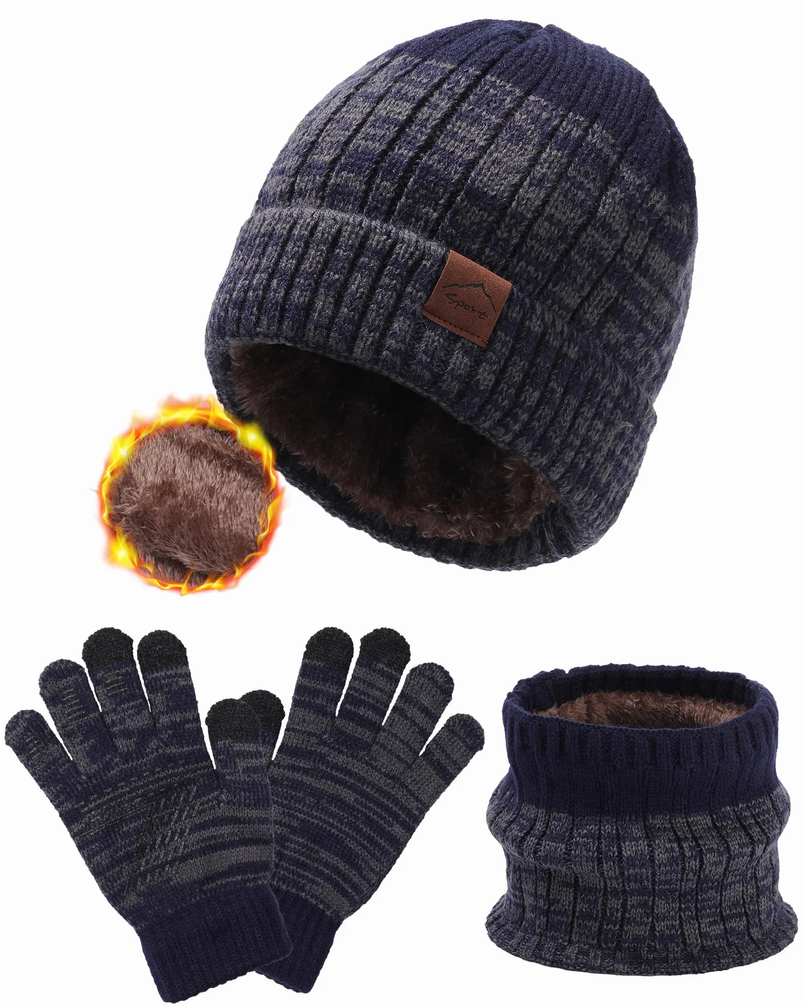 WELROG Gorro de Invierno para niños, Bufanda, Guantes para niños y niñas, Gorro de Invierno, Conjunto de Bufanda para niños de 4 a 15 años, Gorro de Punto