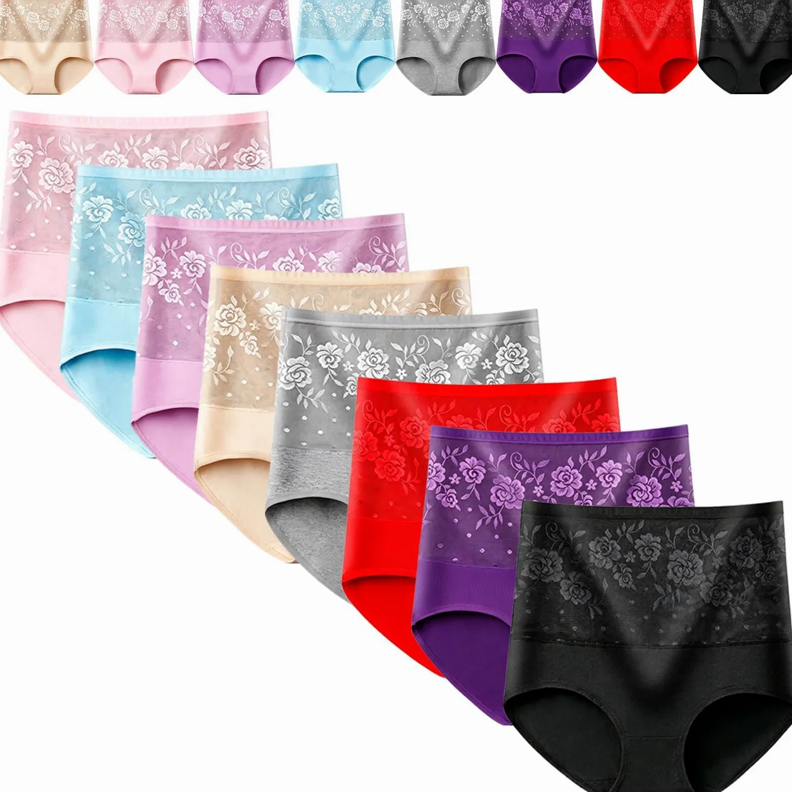 Genérico Braguitas de algodón de Talle Alto a Prueba de Fugas con Estampado Floral para Mujer, Estilo Bikini Hipster, sin Costuras, Estilo Atrevido