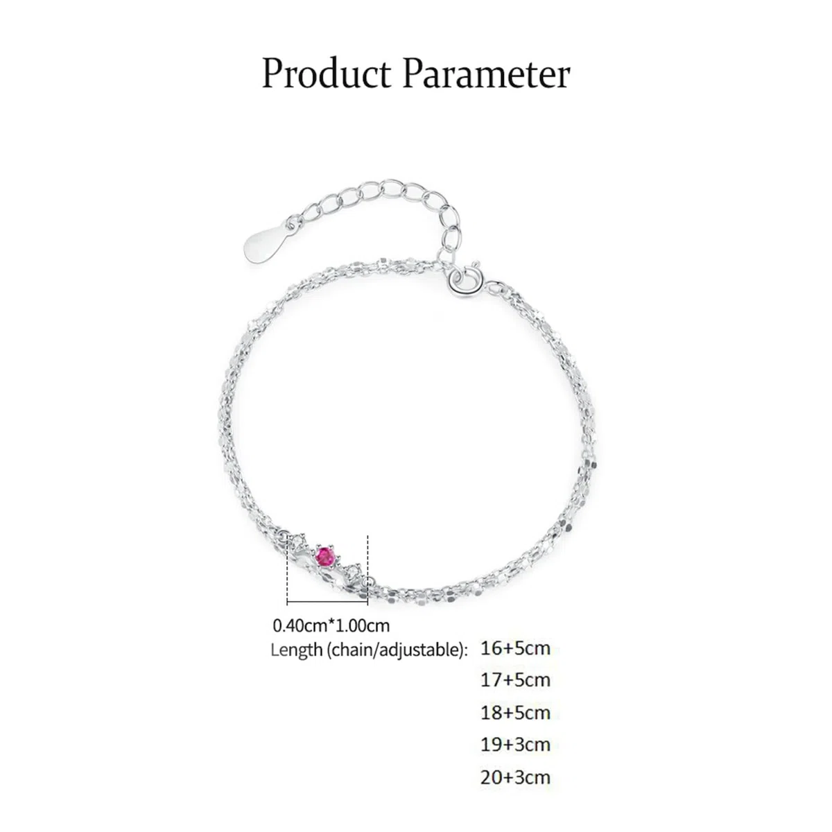 KnSam Pulsera de oro auténtico de 9 K/14 K/18 K para mujer, pulsera de eslabones de doble capa con turmalina rosa rojo, laboratorio creado en laboratorio, brazalete de diamante blanco y oro Au 375/585