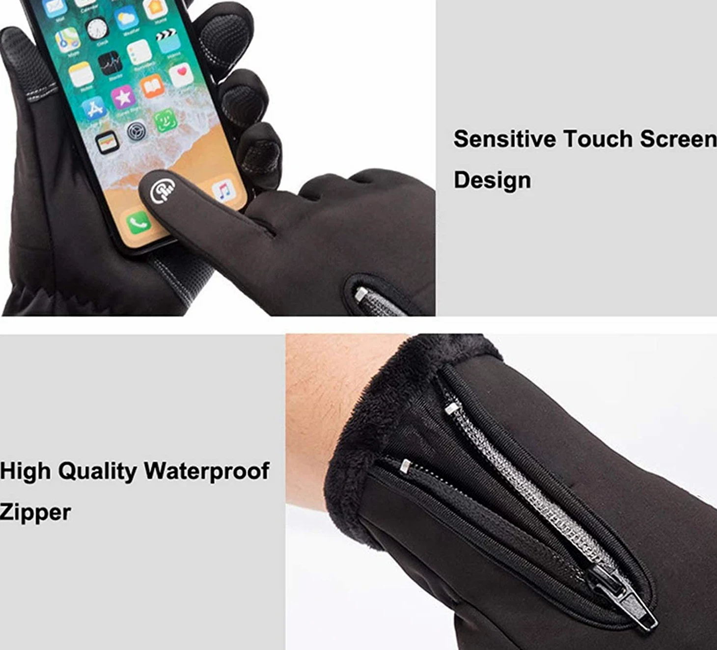 Guantes, Guantes de invierno, Guantes de ciclismo cálidos de invierno, Guantes de pesca de dedo completo, Guantes de hombre de pesca de pantalla táctil cálidos de invierno, Guantes antideslizantes a p