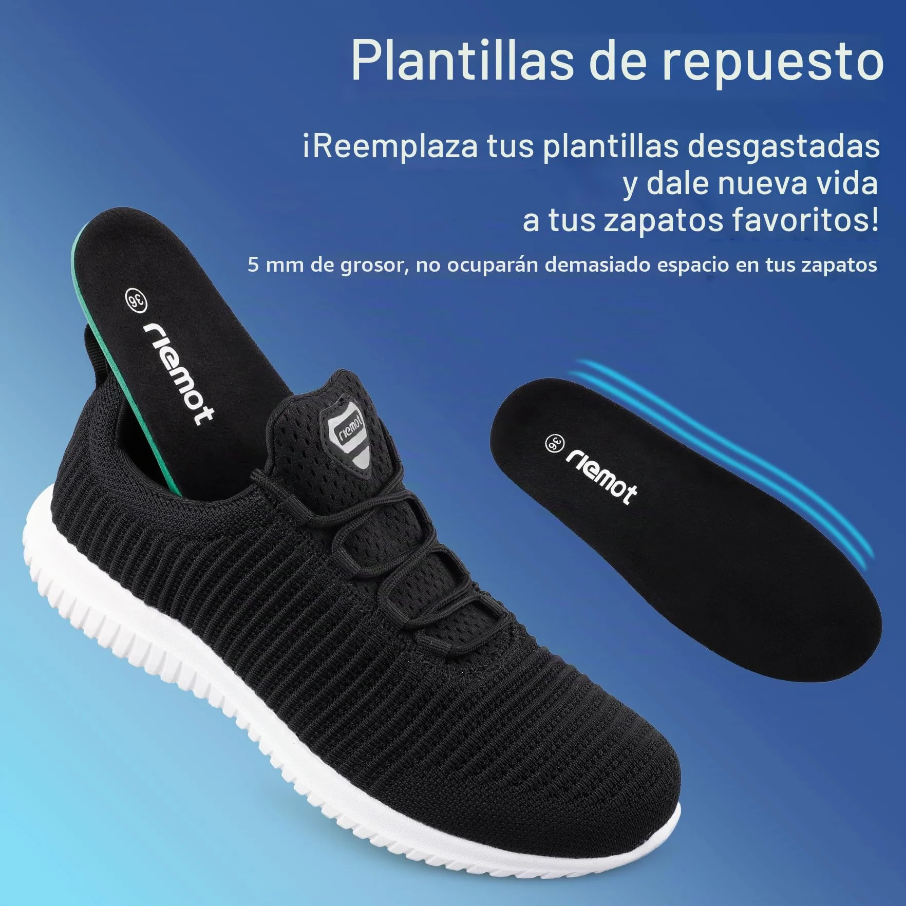 Plantillas Confortables de Reemplazo para Zapatos Hombres Mujeres, Absorción de Impacto Amortiguación para Botas de Trabajo