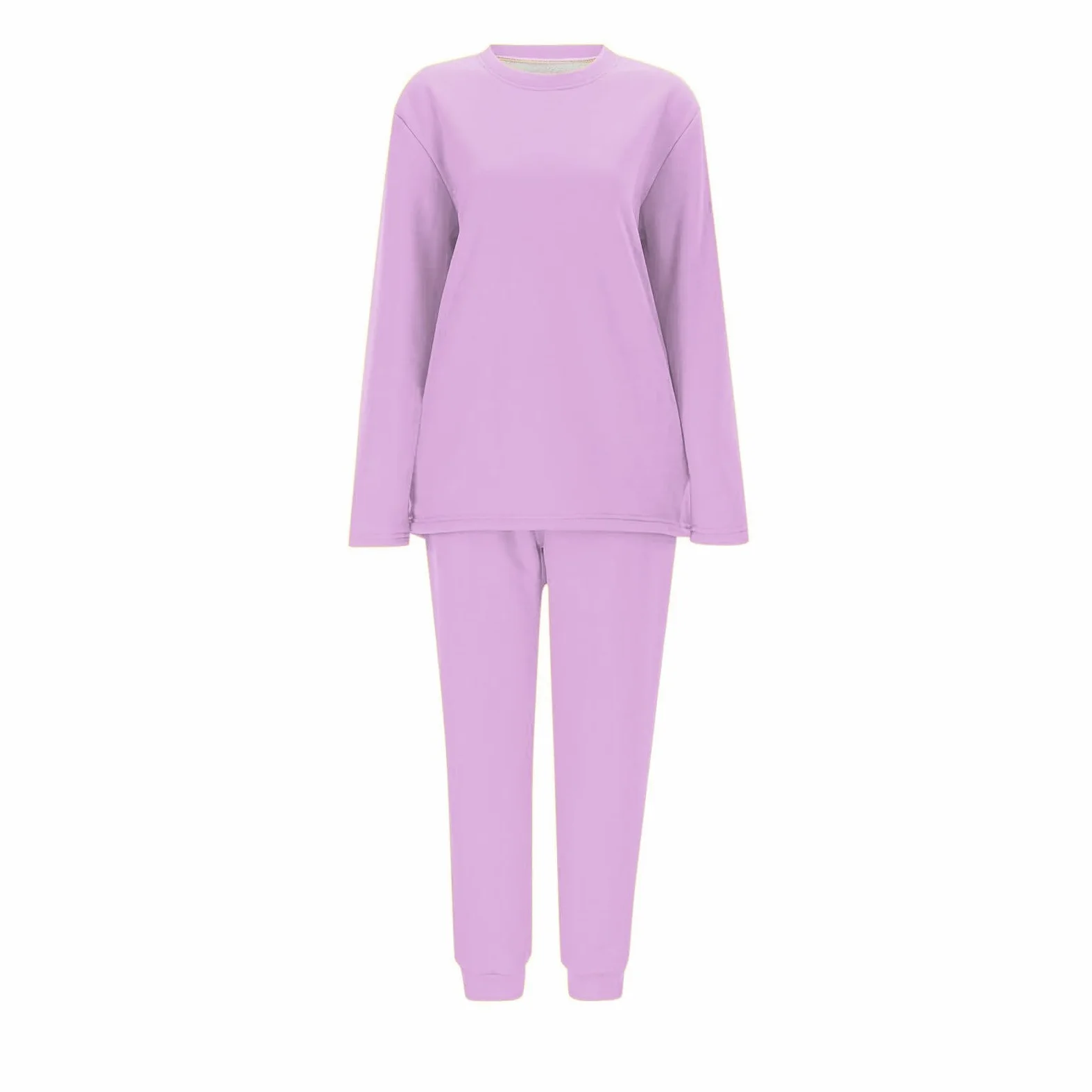 Conjunto de Pijama de Sudadera y Pantalones con Forro para Mujer para Calidez Invernal con Traje de Felpa Tops cómodos y Holgados Ropa de Estar por casa cálida de Invierno para Mujer