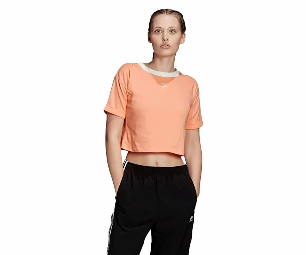adidas Originals Top corto Adicolor Classics con mangas enrollables para mujer