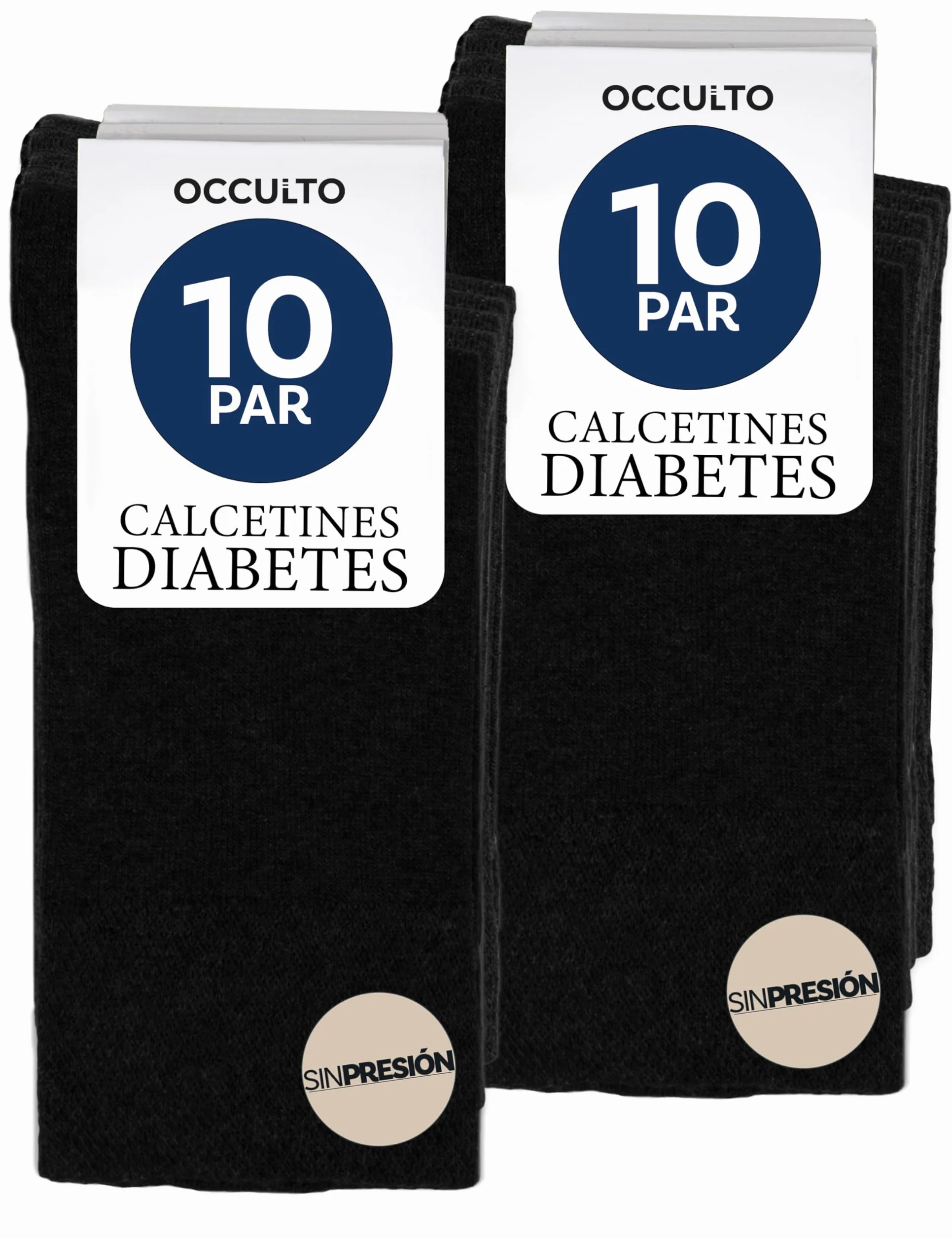 Occulto calcetines diabeticos hombre & mujer pack de 10 (modelo Goetz), calcetines sin costura sin goma