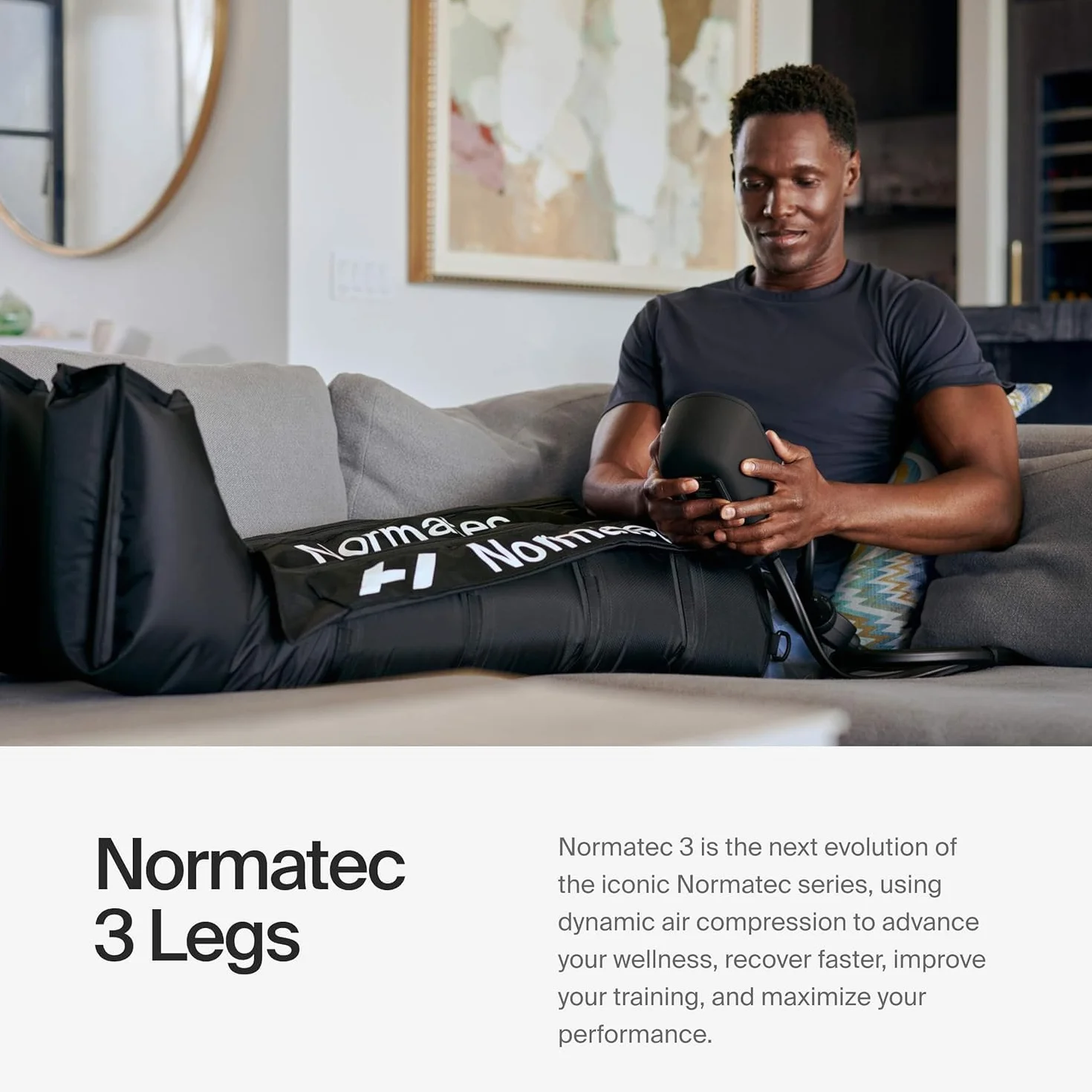 Hyperice Normatec 3 - Sistema de recuperación con tecnología patentada de masaje de compresión dinámica (Normatec 3 patas de tamaño estándar)