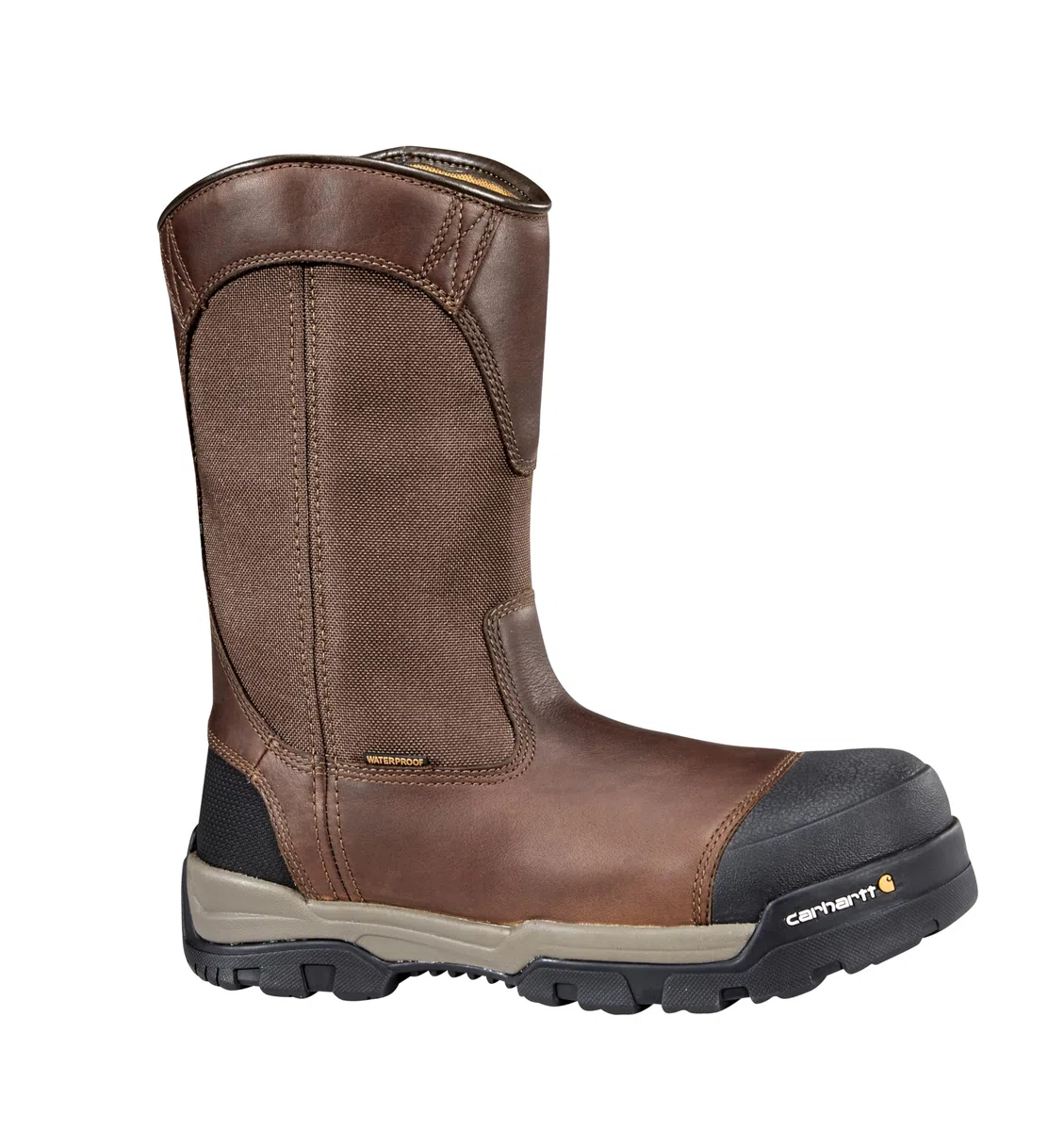 Carhartt Men's Ground Force 10" Waterproof Composite Toe CME1355 Wellington Industrial Boot, Peanut Oil Tan Leather