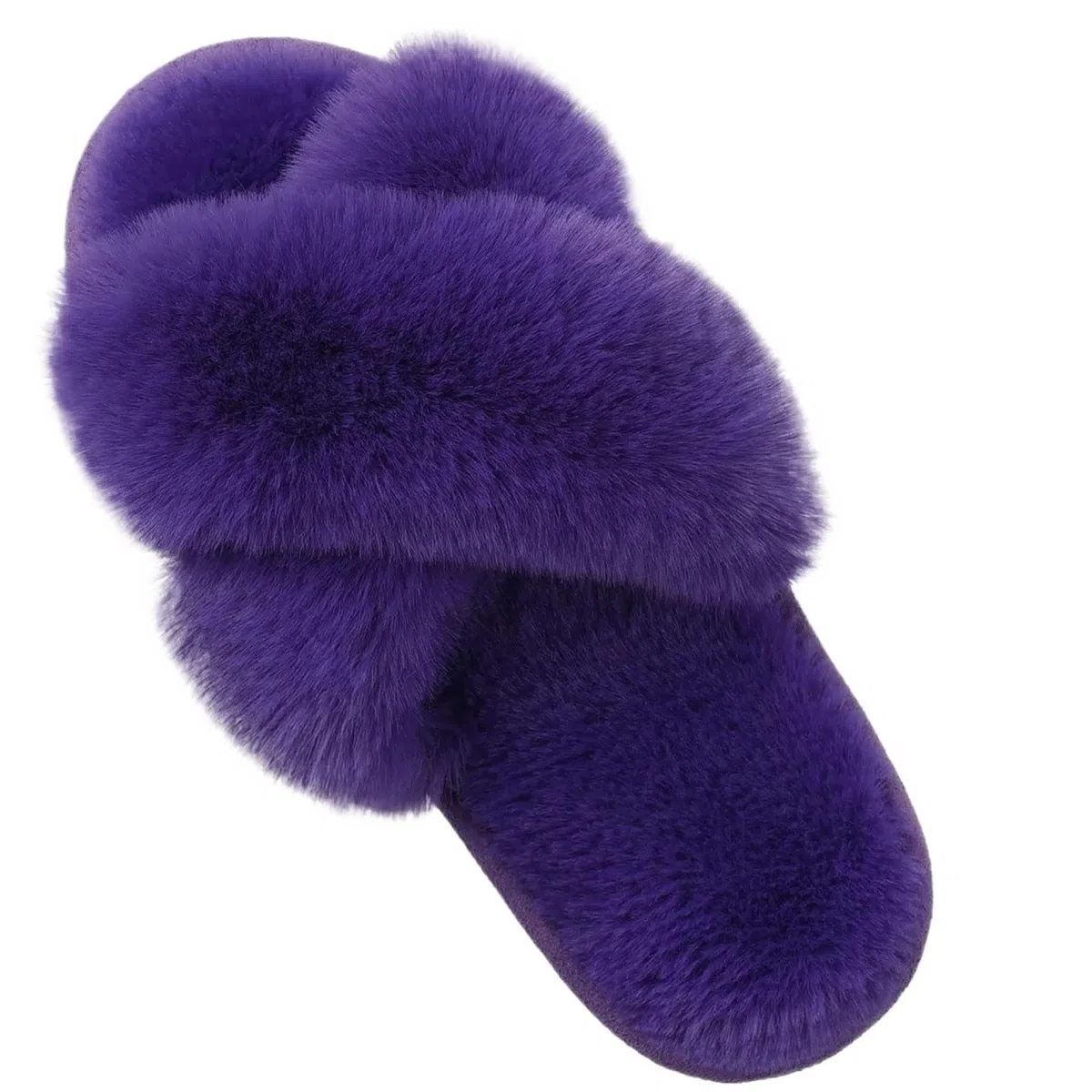 Zapatillas Esponjosas Cruzadas Zapatillas de casa mullidas for Mujer, Zapatos algodón Peludos con Punta Abierta for Interiores Invierno, Zapatillas Suaves y peludas Informales