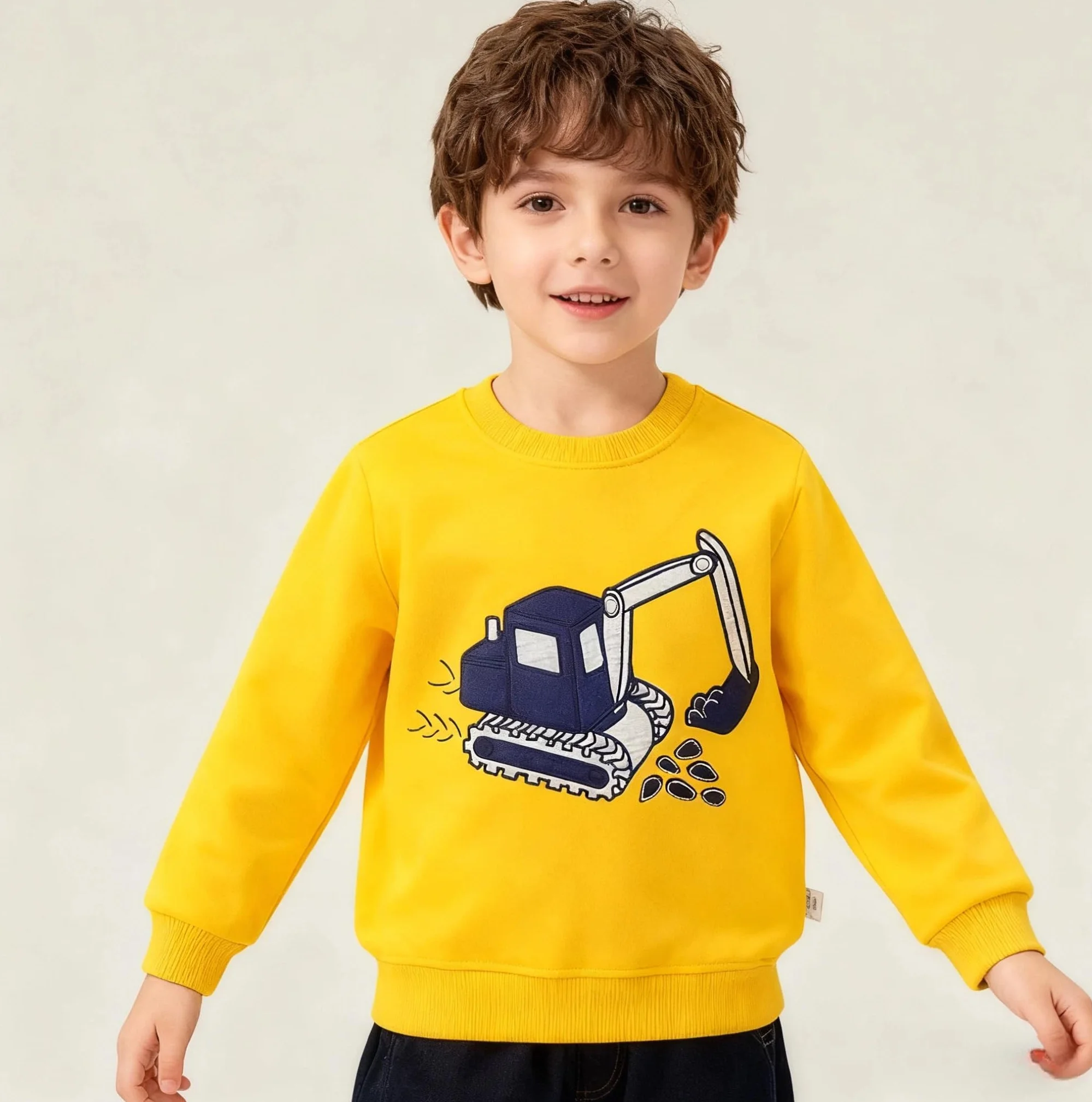 Sudaderas Niño Dinosaurio Pullover de Algodón Manga Larga Cuello Redondo 2-7 Años