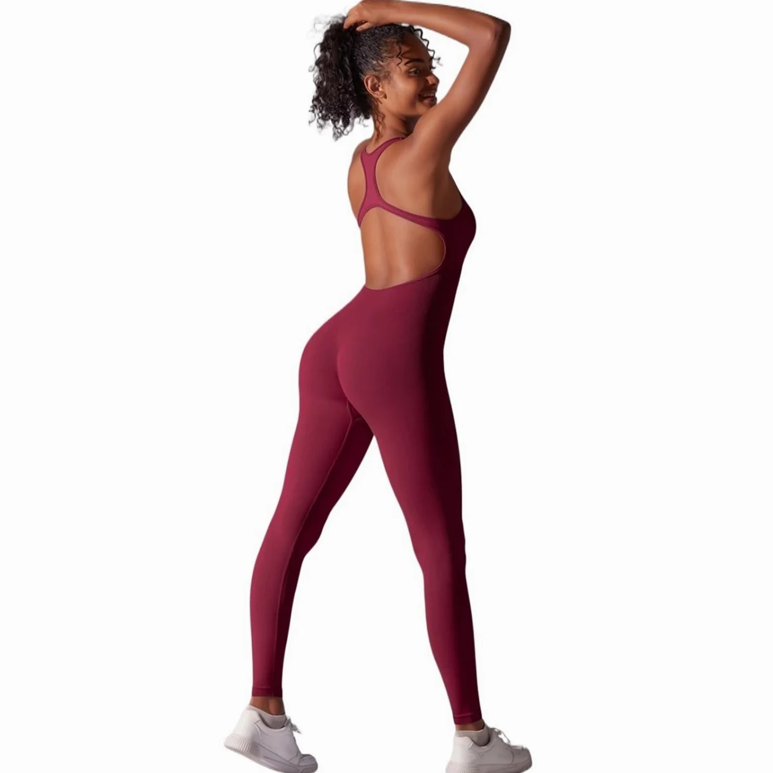 Body for Pilates sin espalda for mujer, mono deportivo for Yoga, ropa deportiva for Fitness, conjunto de entrenamiento Color sólido costuras for levantamiento glúteos
