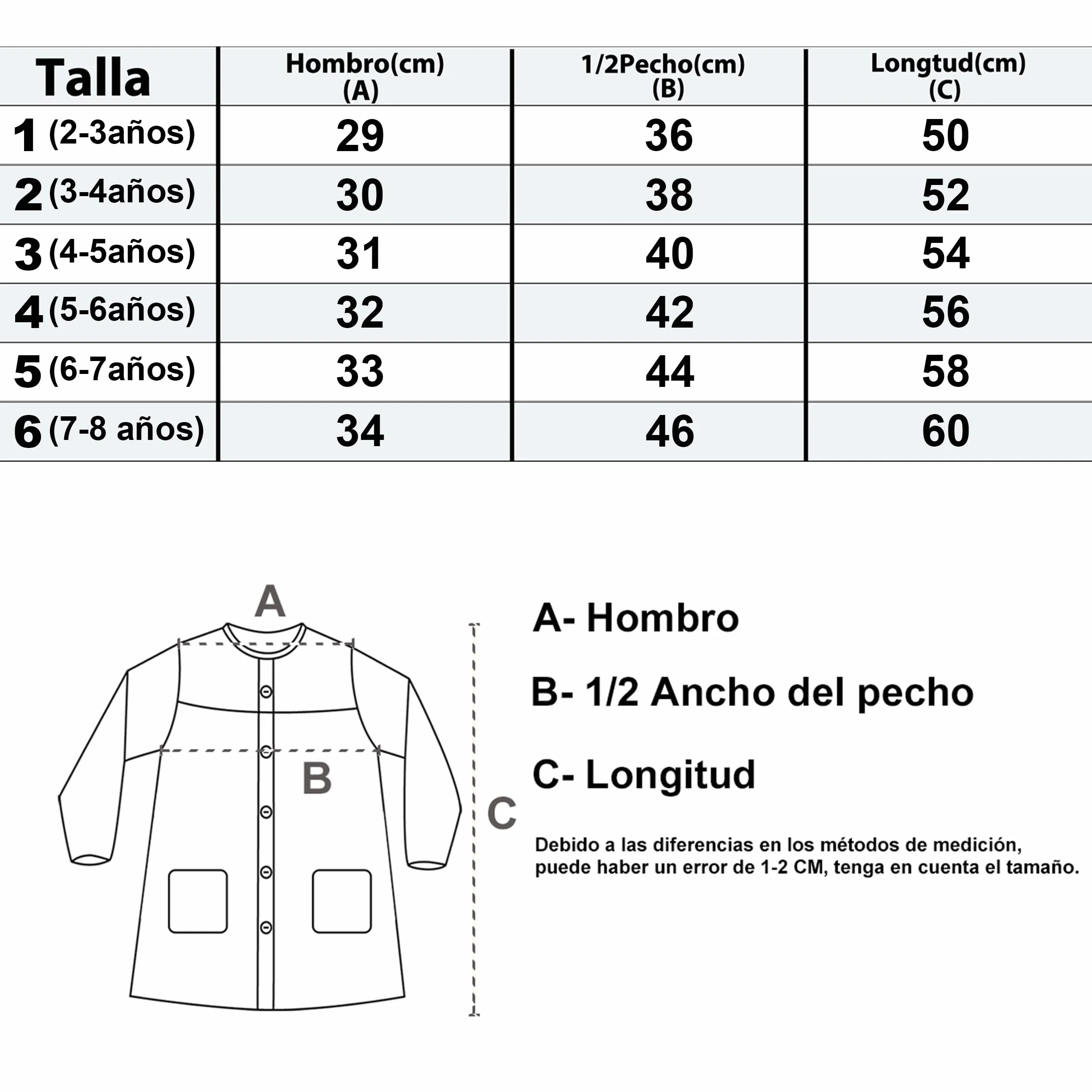 H HANSEL HOME Bata Escolar Infantil con Botones y Cuello para Guarderia y Colegio