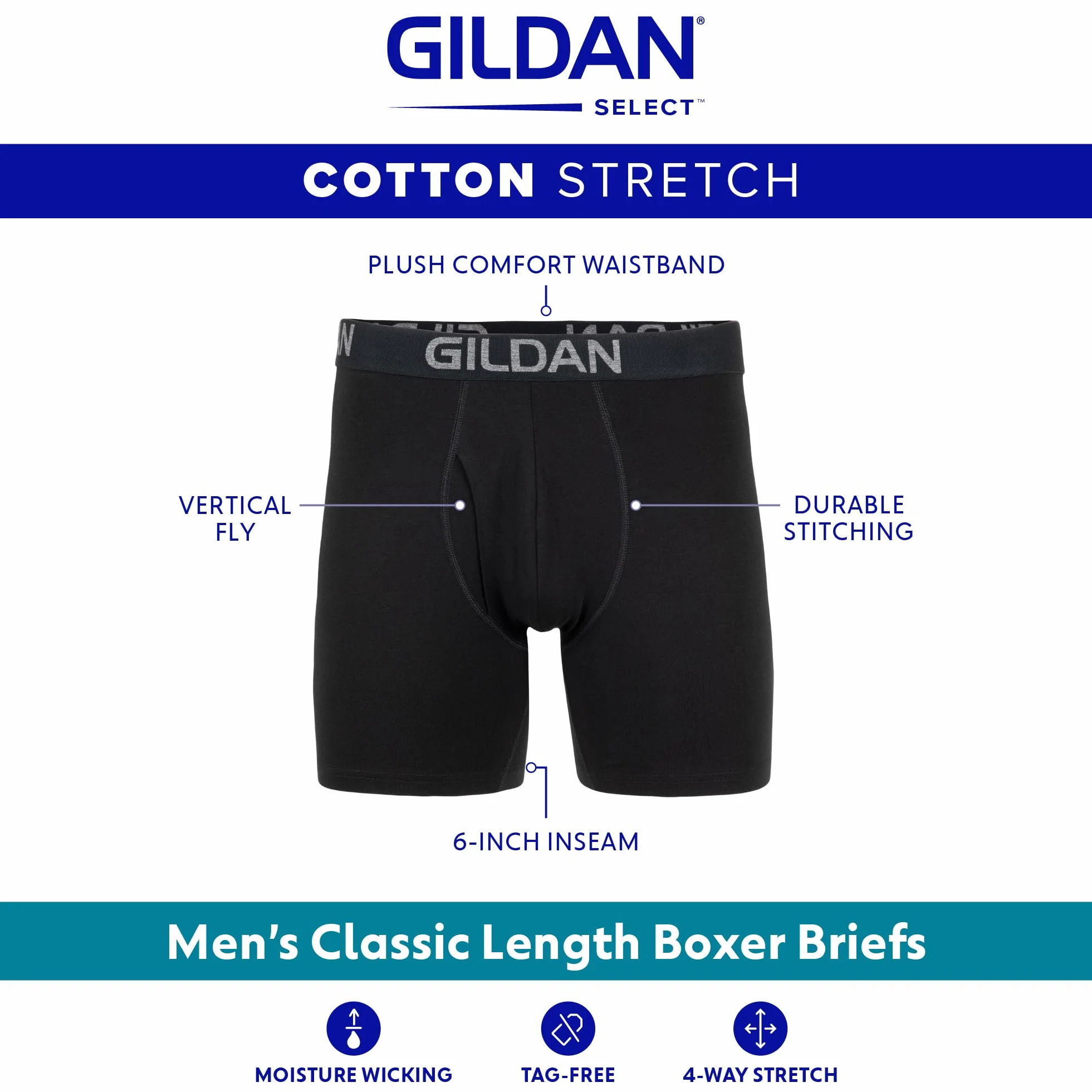 Gildan Cotton Stretch Boxer Brief, Multipack Ropa Interior de Hombres Hombre (Pack de 4)