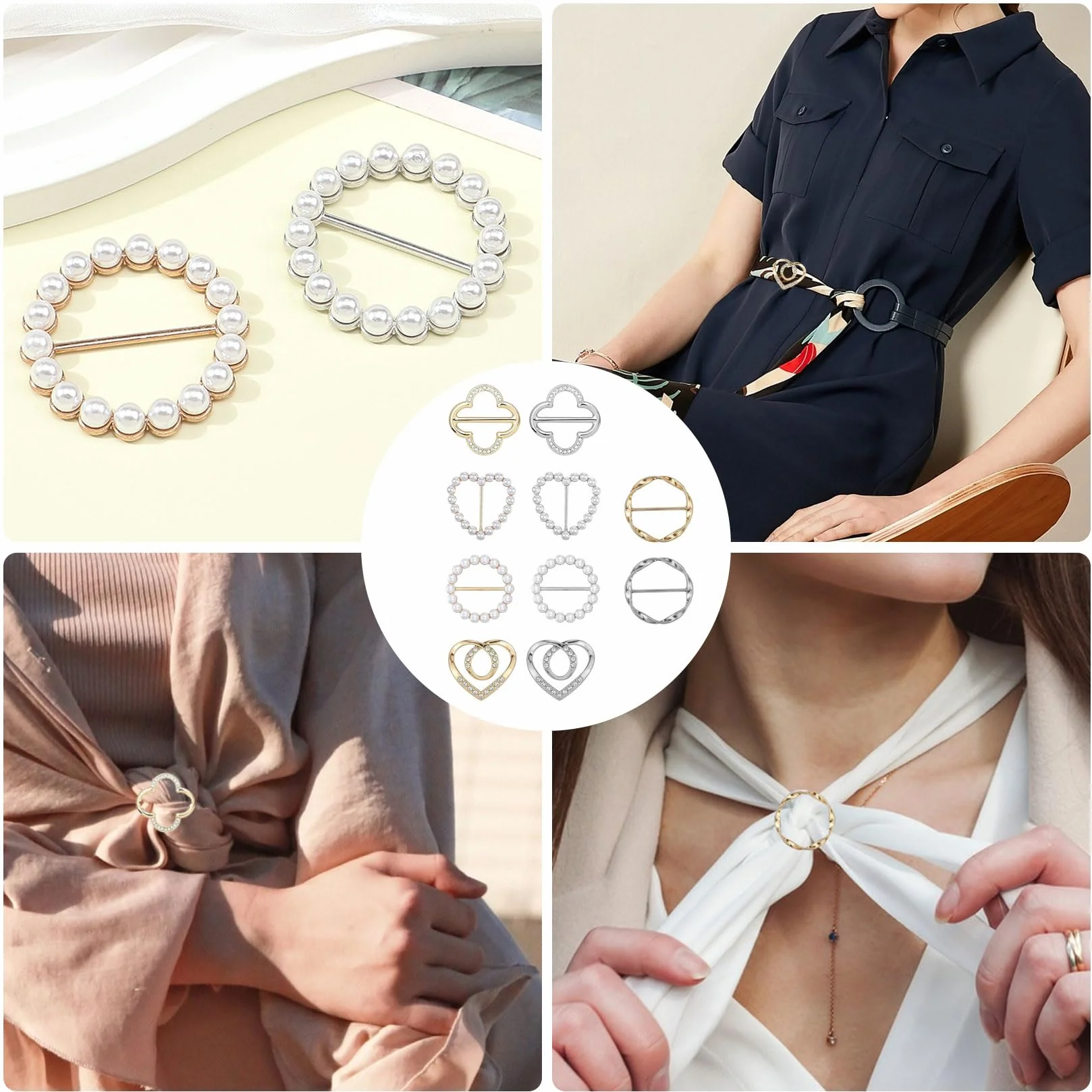 10 Piezas Anillos Hebillas de Bufandas, Hebillas de Cinturón, Hebilla de Cinturón de Metal, Anillos para Bufandas, Hebilla de Nudo Retorcido para Chal Corbatas de Camisas Sueltas Vestir