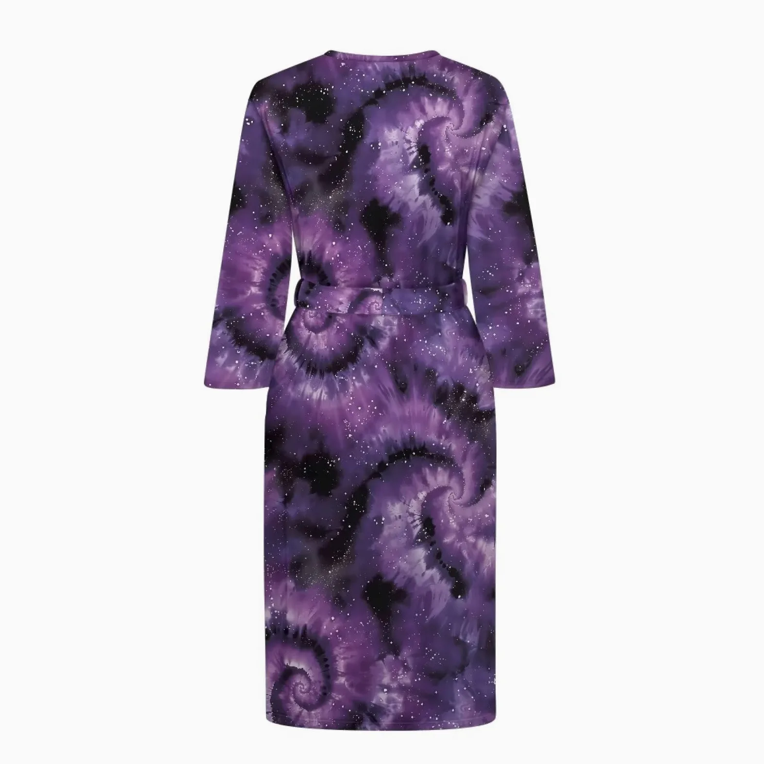 Loungwear - Camisón de manga larga para mujer, cuello en V con cinturón, ligero y holgado, para spa, noche, hogar, otoño e invierno