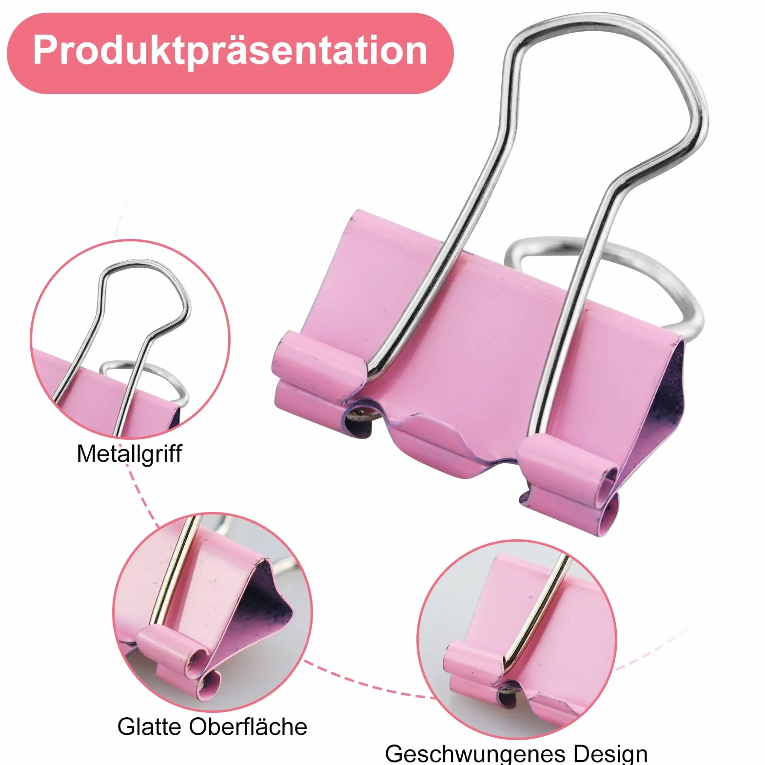 Pinzas plegables multicolores 15-32 mm, clips de metal para papel, artículos de oficina