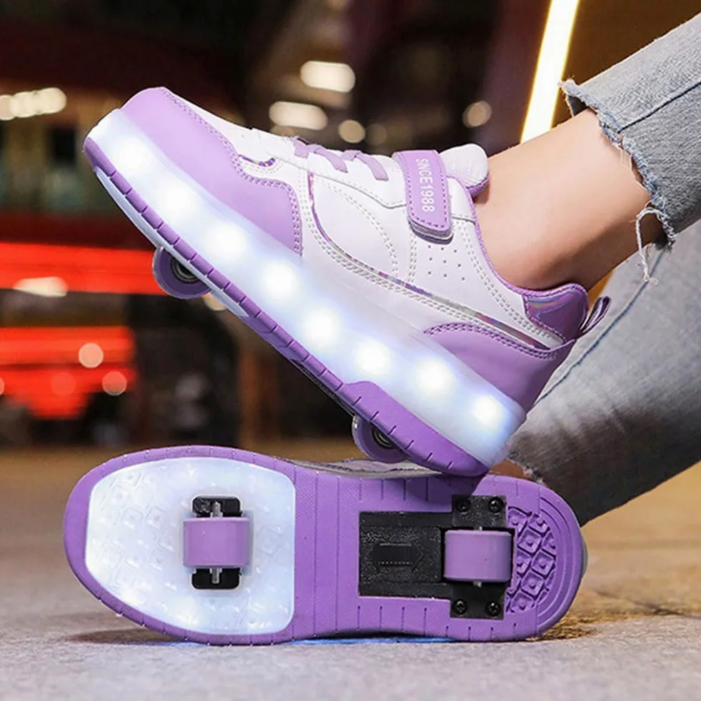 Hiseng Zapatillas con Ruedas Niña 29-40EU, Zapatos con Ruedas para Niñas Zapatillas con Ruedas Niño Zapatillas Patines Zapatos con Ruedas Zapatillas Ruedas Niña Multifuncionales Bambas con Ruedas