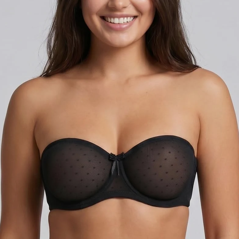 MELENECA Sujetador Reductor Bandeau con Aros, Encaje, Sin Tirantes | Invisible, sin relleno, antideslizante con silicona, multiposición, ideal para vestidos de novia y fiesta