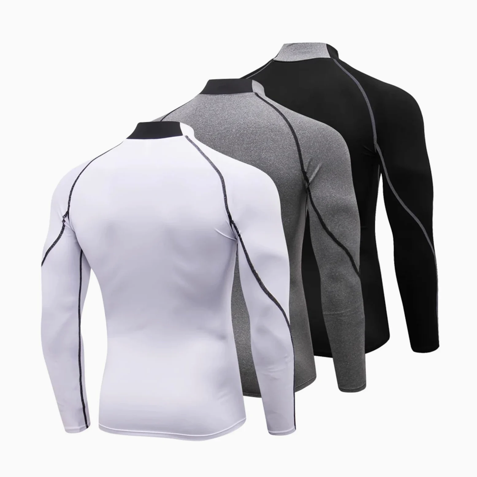 Camisa De Compresión Cuello Alto For Hombre, Camisetas Interiores Entrenamiento Manga Larga For, Mallas For Baloncesto, Correr, Capa Base Atléticas
