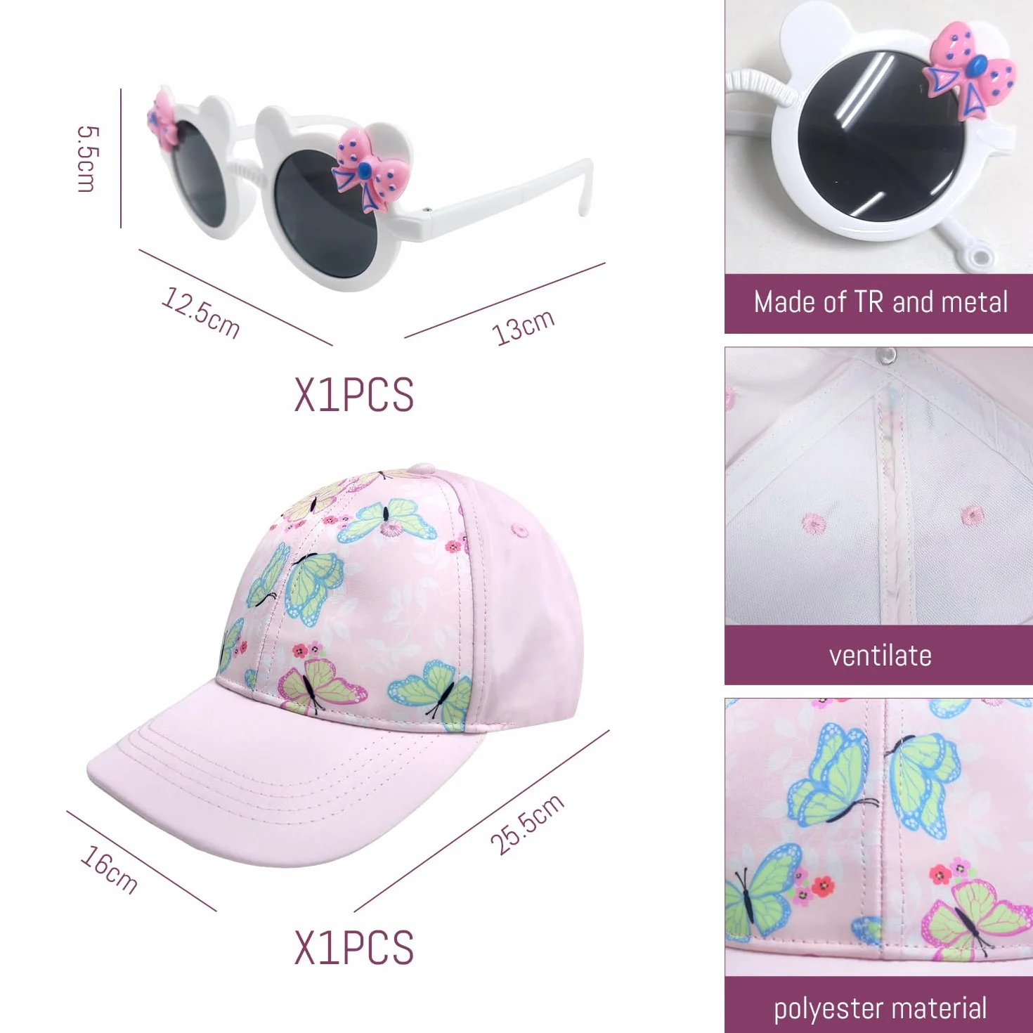Gorra de Béisbol para Niños con Anteojos, Sombrero Ajustable con Agujero de Cola de Caballo para Deportes al Aire Libre