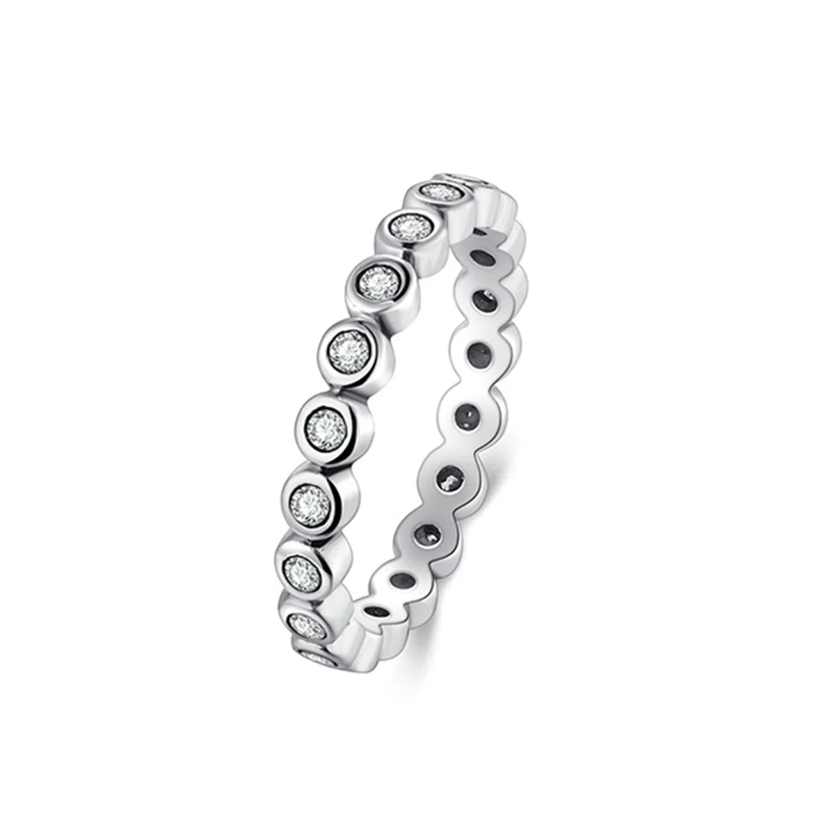 Anillo de mujer de oro blanco 585, talla redonda, moissanita, anillos para mujer, anillos de oro 45 (14,3) 62 (19,7), estilo A389