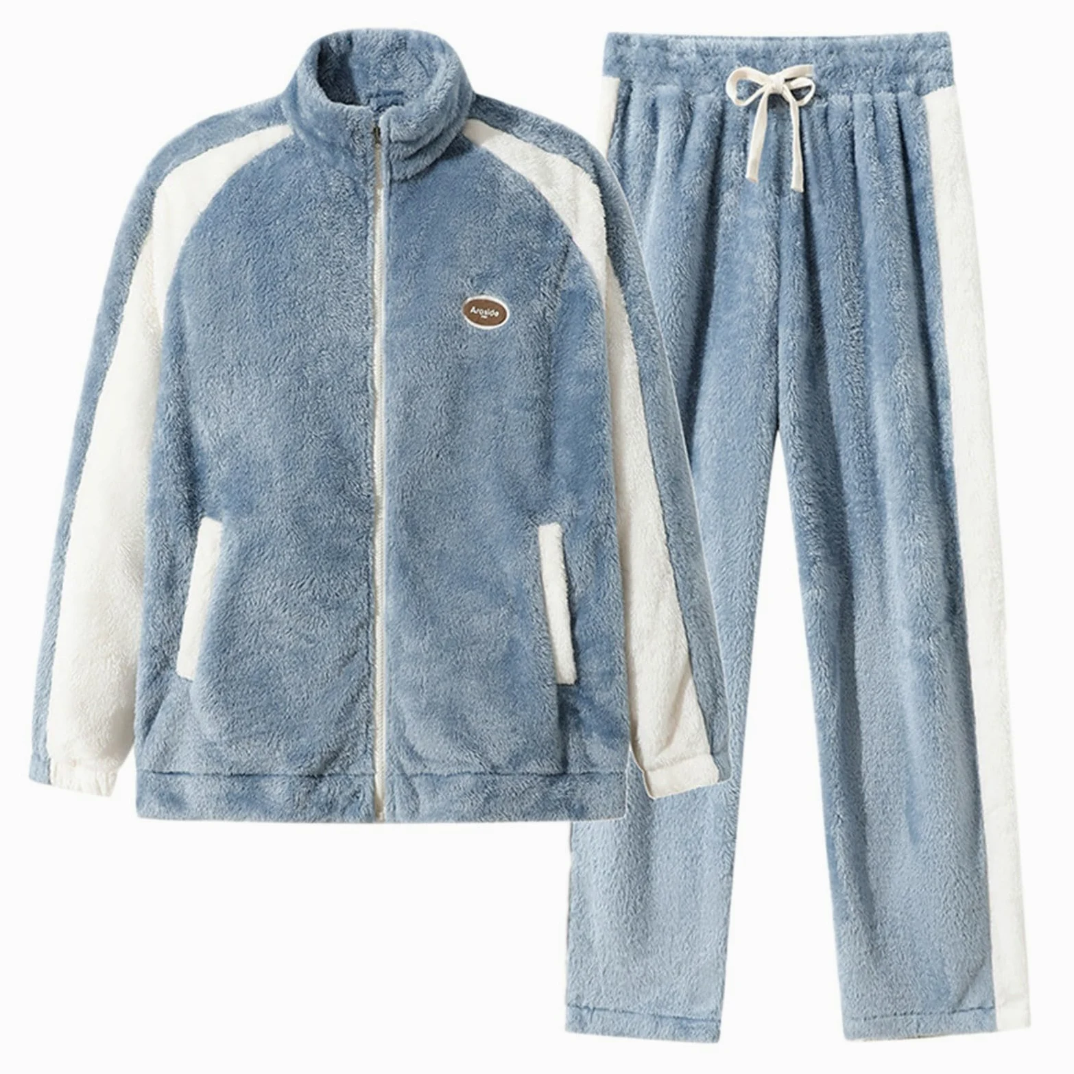 Pijama para hombre largo de invierno de forro polar, pijamas de dos piezas, ropa de casa, traje de dormir de felpa, conjunto de pantalones de dormir de franela suave, ropa de dormir, ropa de