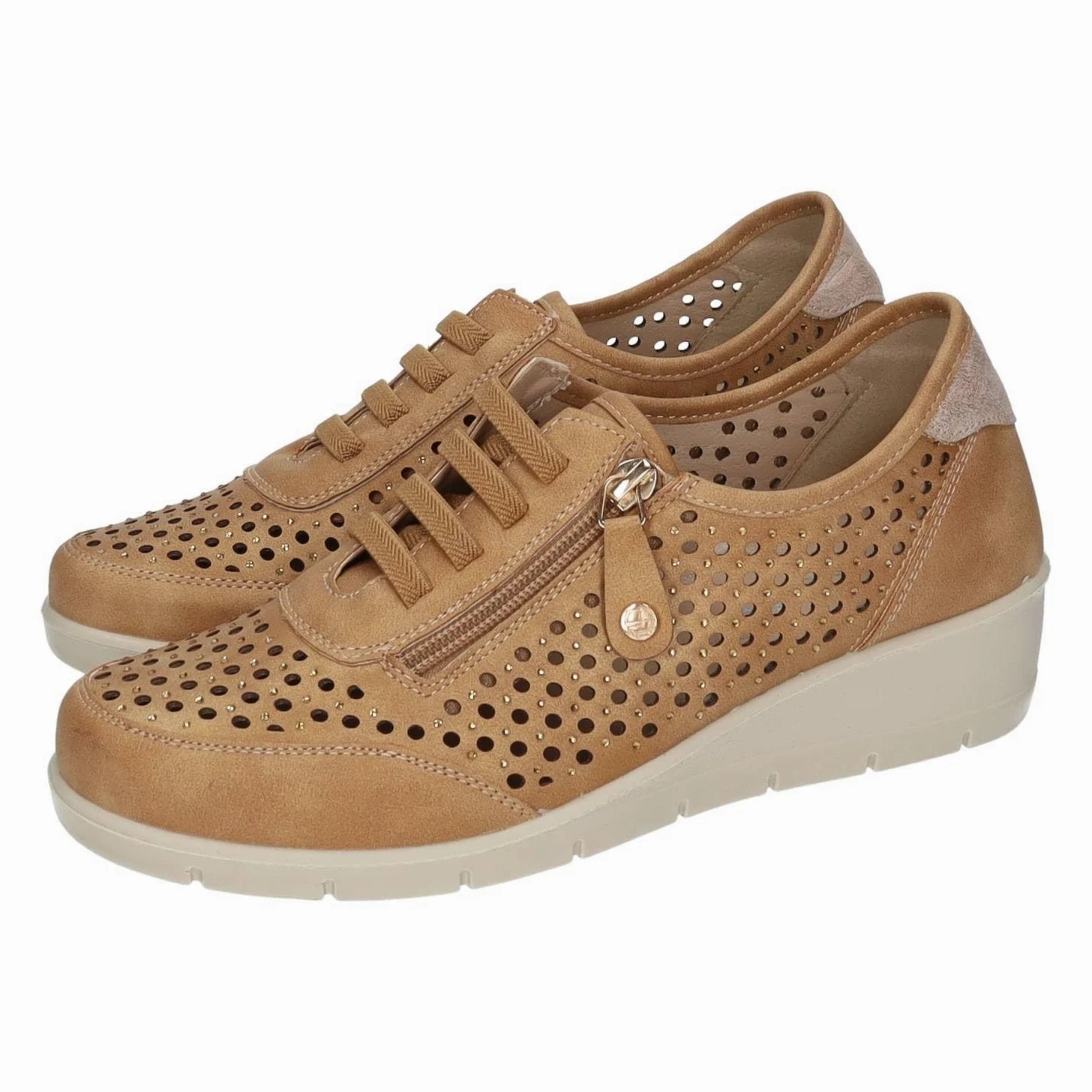 26M206 Calzado Calado para Mujer Color Cuero, Ligero, con Plantilla extraíble Suave y Gruesa, Ideal para Primavera y Verano Mujer Deportivos