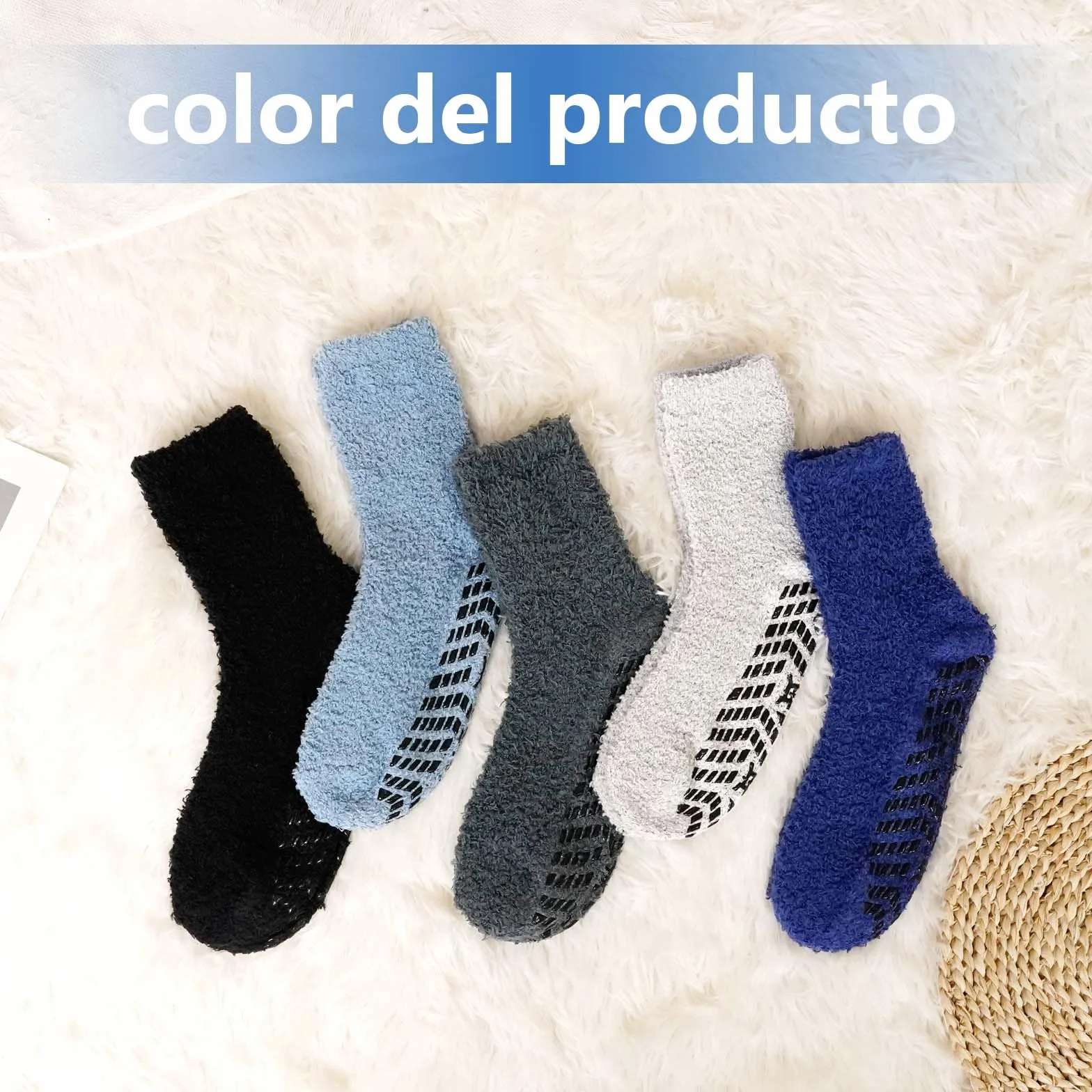 LOFIR Calcetines Invierno Antideslizantes para Hombre: Calcetines Térmicos para Dormir - Calcetines Calentitos y Gordos de Polar Coral Calcetines Suaves y Mullidos con Rayas 36-46 5 Pares