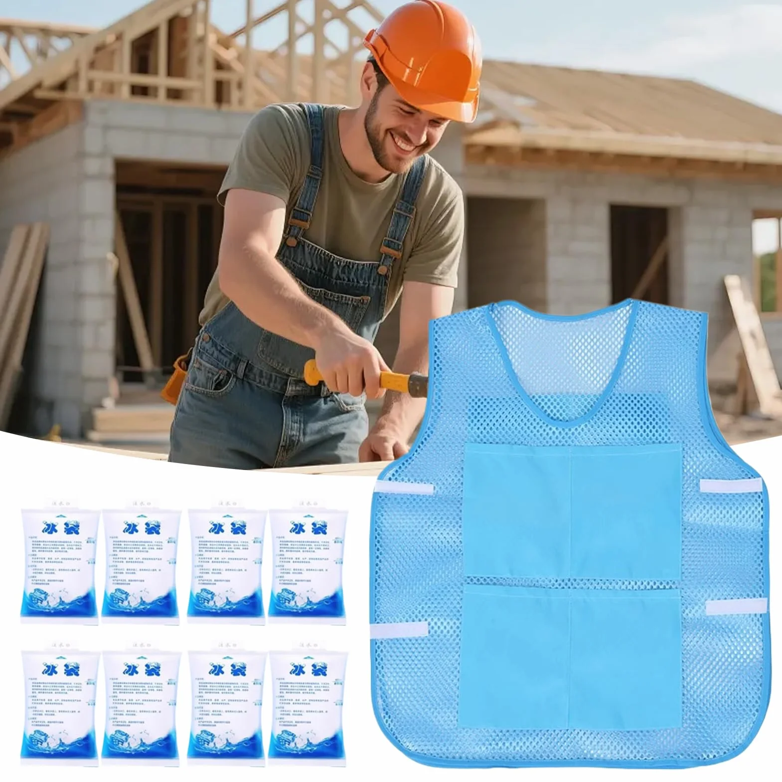 Chaleco Refrescante Para Hombres Frío Rápido 8 Paquetes De Gel Ropa Tecnológica Trabajo Al Aire Libre Deportes Viajes