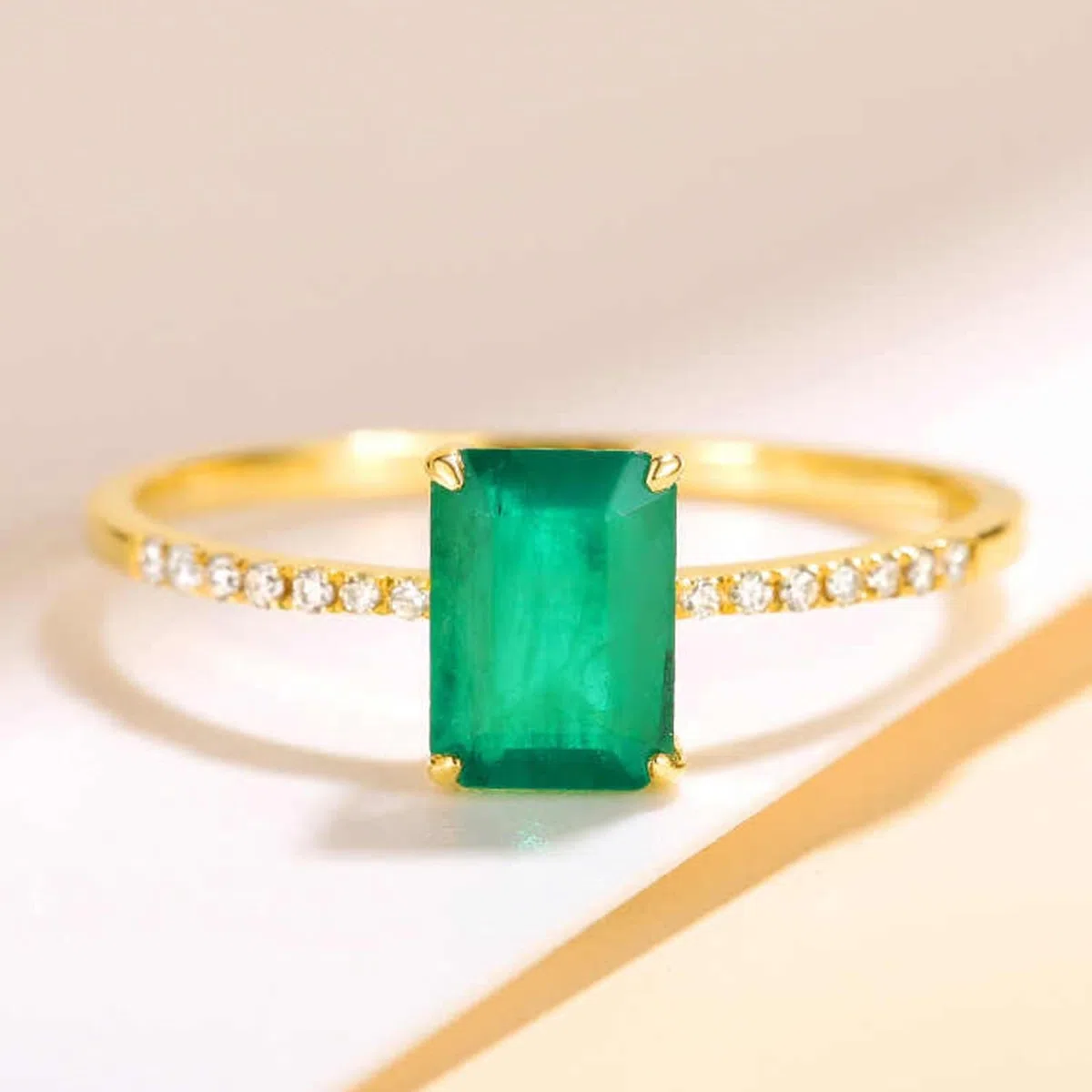Anillo de compromiso para mujer, oro auténtico, anillo de compromiso, solitario de 1 ct, diamante cultivado en laboratorio