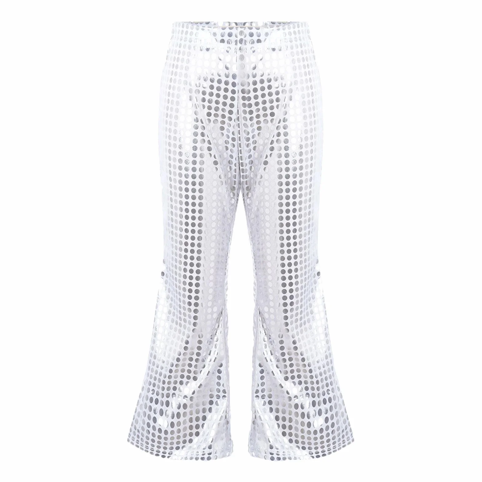 Pantalones Largos Acampanados Pantalon Lentejuelas Niño Niña Retro de Cuero Metálico Brillante para Danza Pantalón Chandal Jazz Cintura Elástica Traje Baile Fiesta Actuación n23