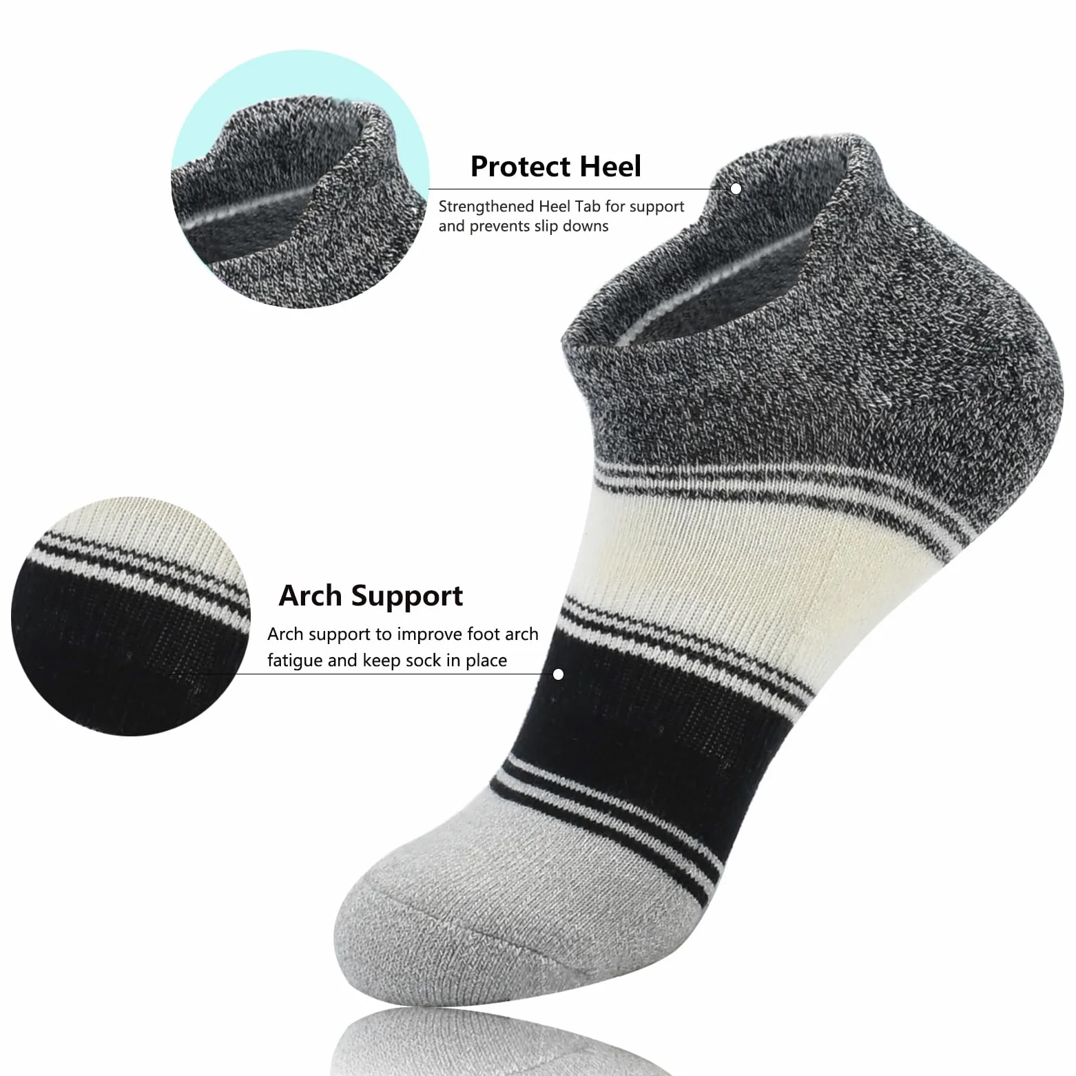 Calcetines deportivos de algodón para mujer, de corte bajo, acolchados, transpirables, para correr, con lengüeta, de algodón, paquete de 6