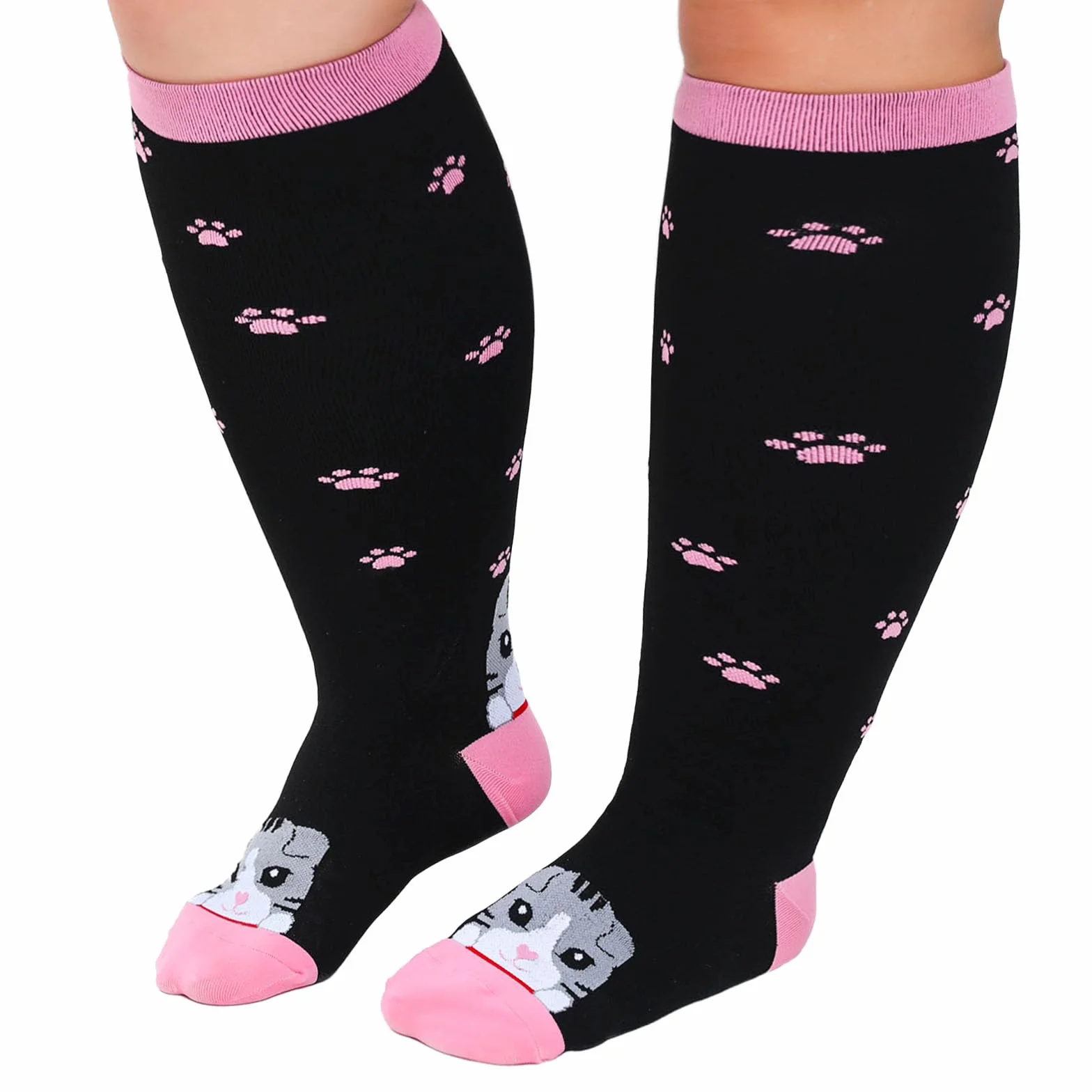 PUTUO Medias de Compresión Hombre y Mujer Calcetines Compresión Talla Grande 1 Par