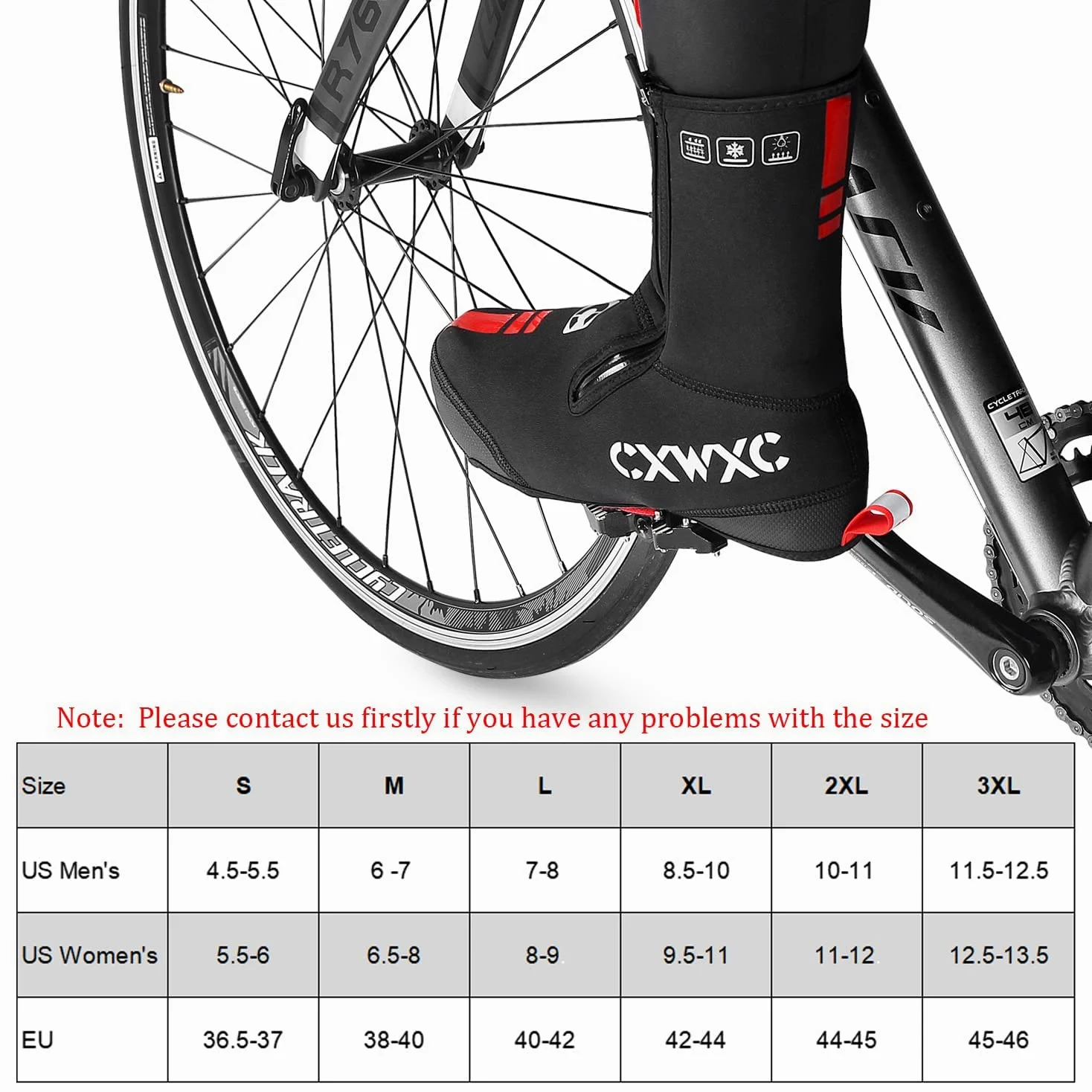 CXWXC Cubiertas para Zapatos de Ciclismo de Neopreno, Impermeables, térmicas de Invierno, térmicas y cálidas, para Hombres y Mujeres, Botas de Bicicleta de montaña