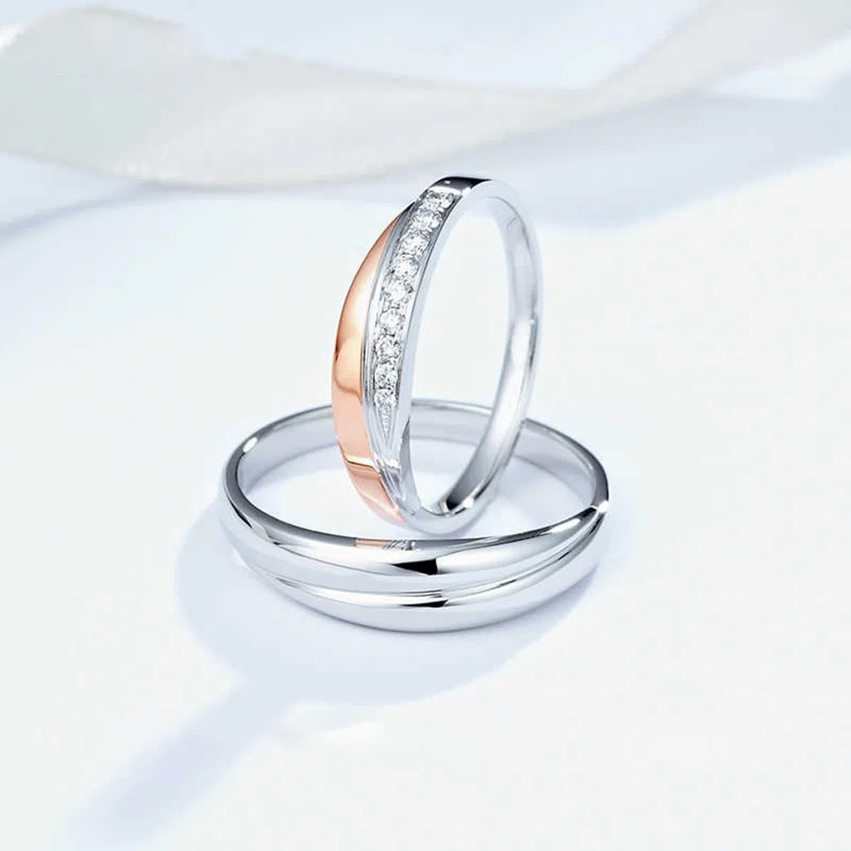 Alianzas de plata Promise para hombre, anillos de boda de oro blanco de 9 quilates, talla 66 (21.0)