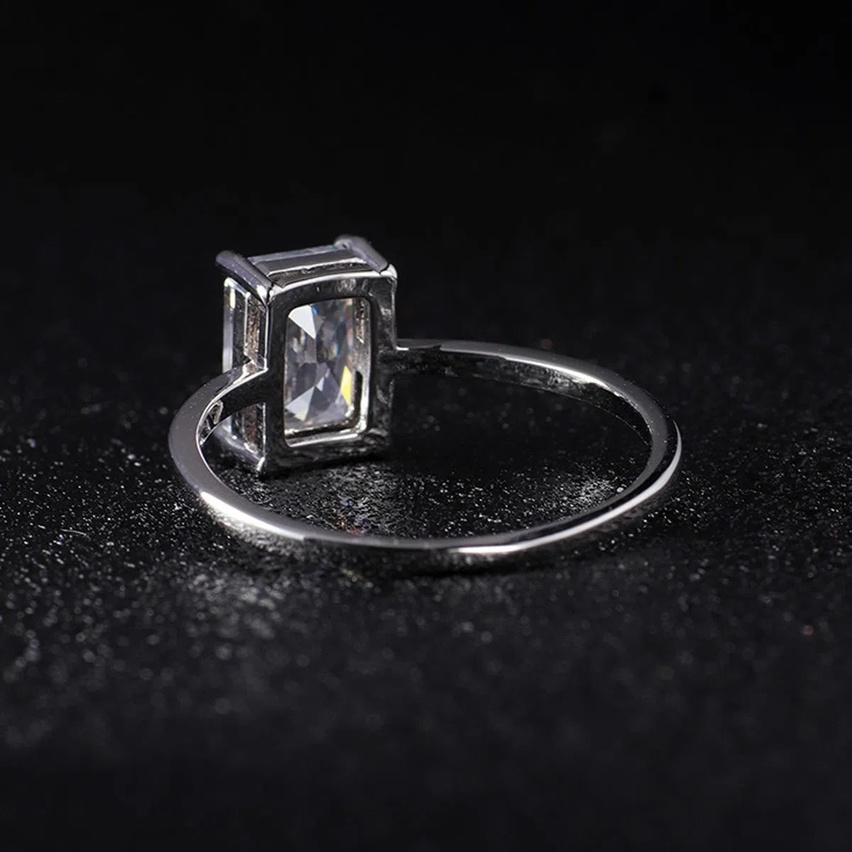Anillos Mujer Anillo 750 Oro Blanco 9K Oro Blanco Au375/Au585/Au750 Moissanite Blanco Rectangular Moissanite Tamaño 45 (14.3) Clásico para Lesbianas Aniversario Personalizado