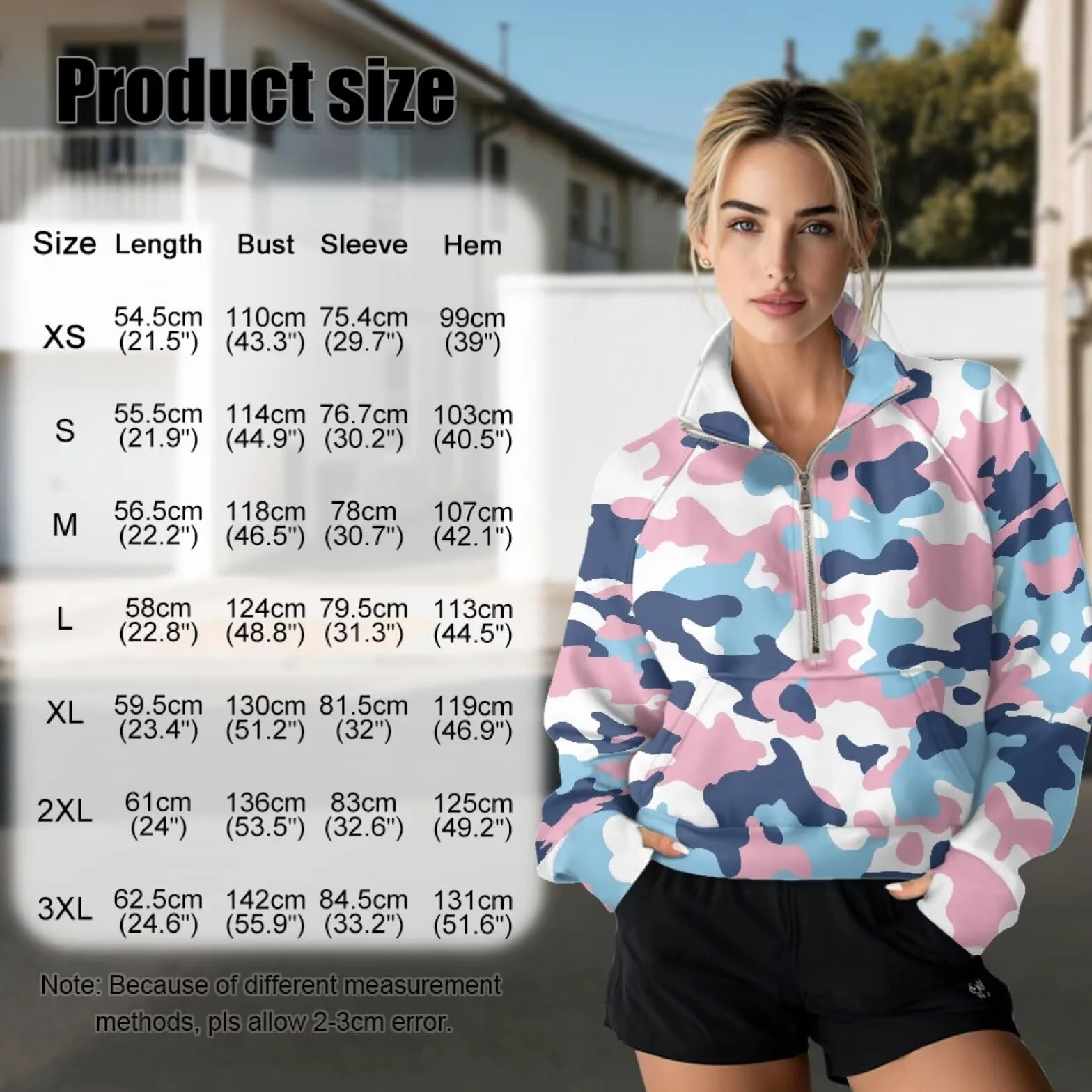 Poceacles Sudadera corta para mujer con 1/2 cremallera y agujero para el pulgar, cuello alto falso, sudadera de gran tamaño, sudadera con capucha suave