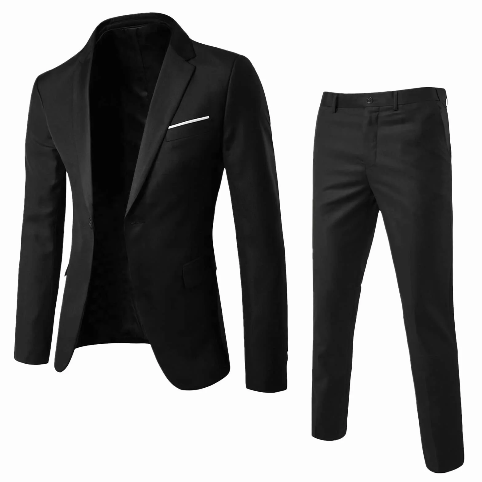 Generisch Traje de hombre Slim de 2 piezas, traje de negocios, boda, fiesta, chaqueta, chaleco y pantalón, abrigo