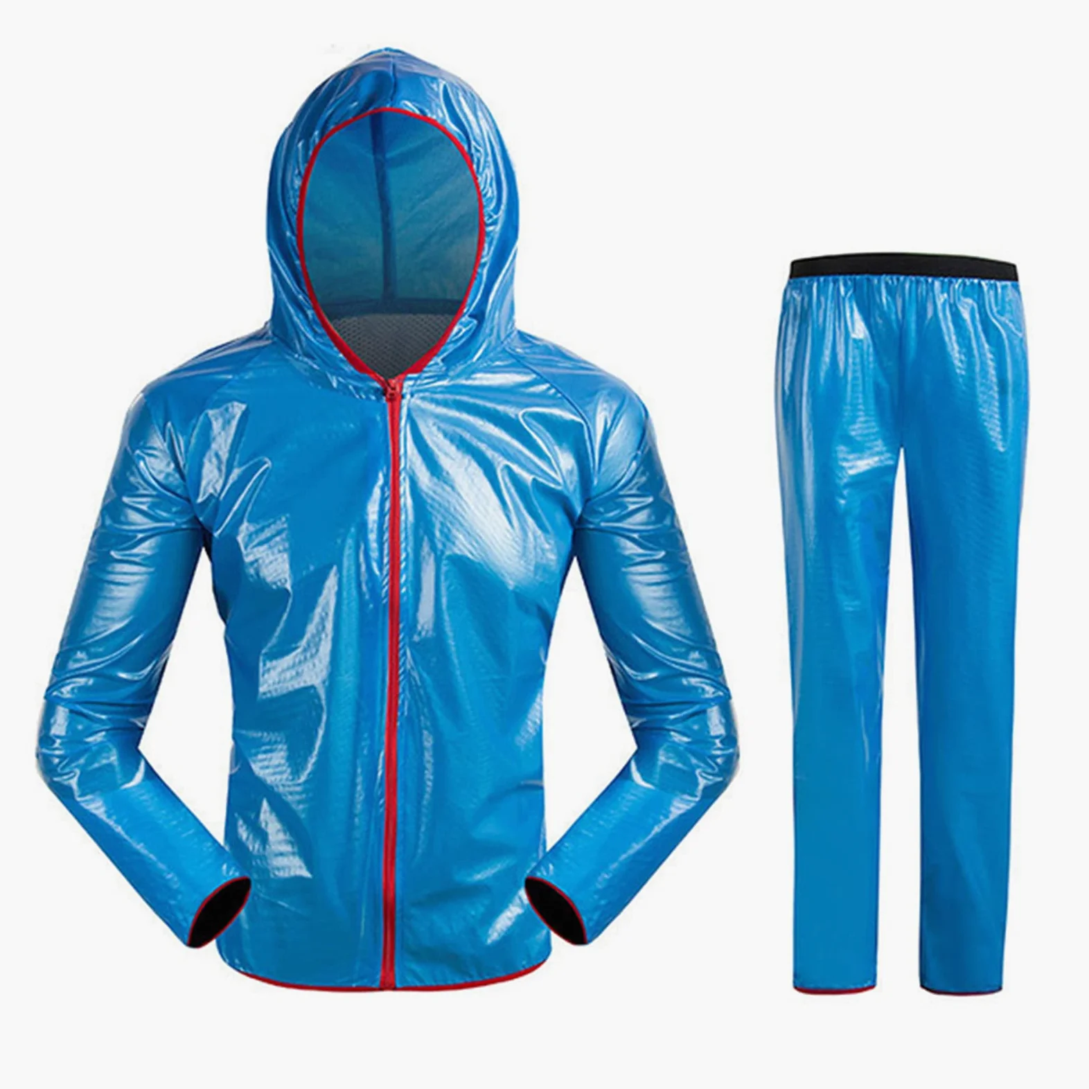 Chubasquero Moto, Chubasquero Hombre Running, Chubasquero Running Hombre, Reutilizable Chubasquero Hombre Mujer Ligero, para Exterior,Senderismo,Azul,XL