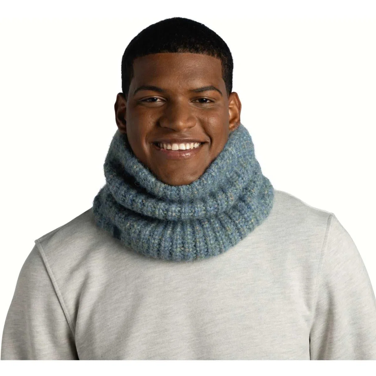 Buff| Braga de cuello Knitted & Fleece Frio Extremo, Practico, Versatil, Moda, Aislamiento termico, Comodo Hombre Mujer Talla única Azul