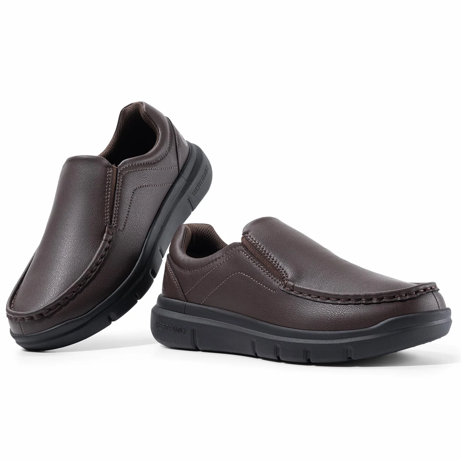 FitVille Zapatos para Hombre Extra Anchas Zapatillas Hombres Zapatos de Piel Casuales Slip-on Mocasines Sin Cordones Comodos