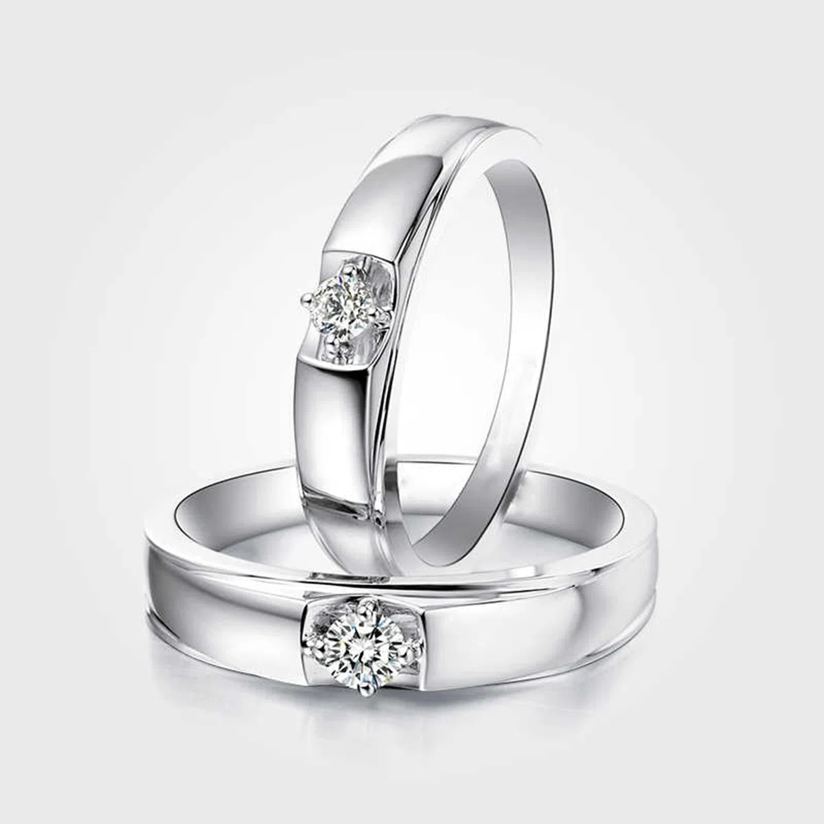 Anillo de compromiso de oro de 9 quilates, apto para bodas de 0,1 ct, oro auténtico 375, alianzas de boda de 4,5 mm para hombres, talla 70 (22,3)
