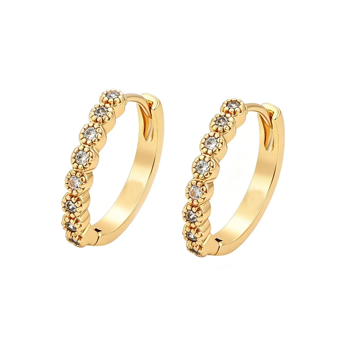 Pendientes de aro vintage de oro blanco para mujer con moissanita