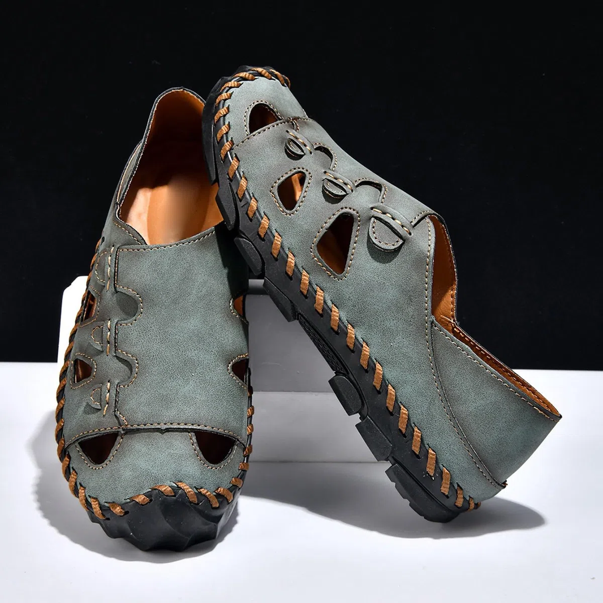 Sandalias Verano Hombre-Sandalias de verano con punta abierta, transpirables, informales, para caminar, ligeras, para la playa, cómodas para viajar.