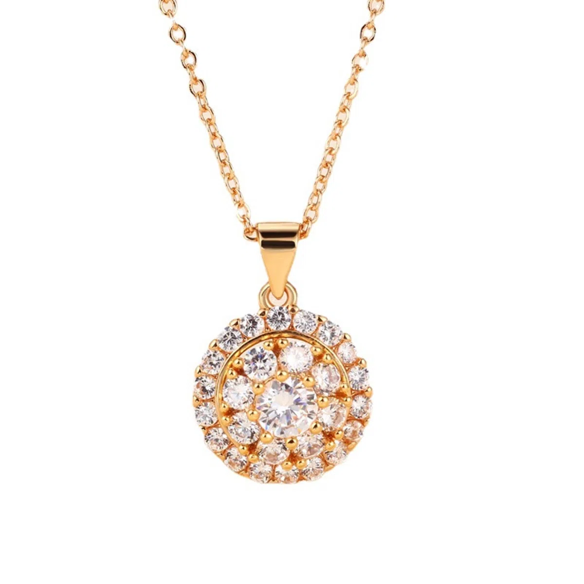 Collar de flores para mujer, oro amarillo de 14 quilates para mujer, colgante de flor, collar con colgante de diamante de laboratorio para ella