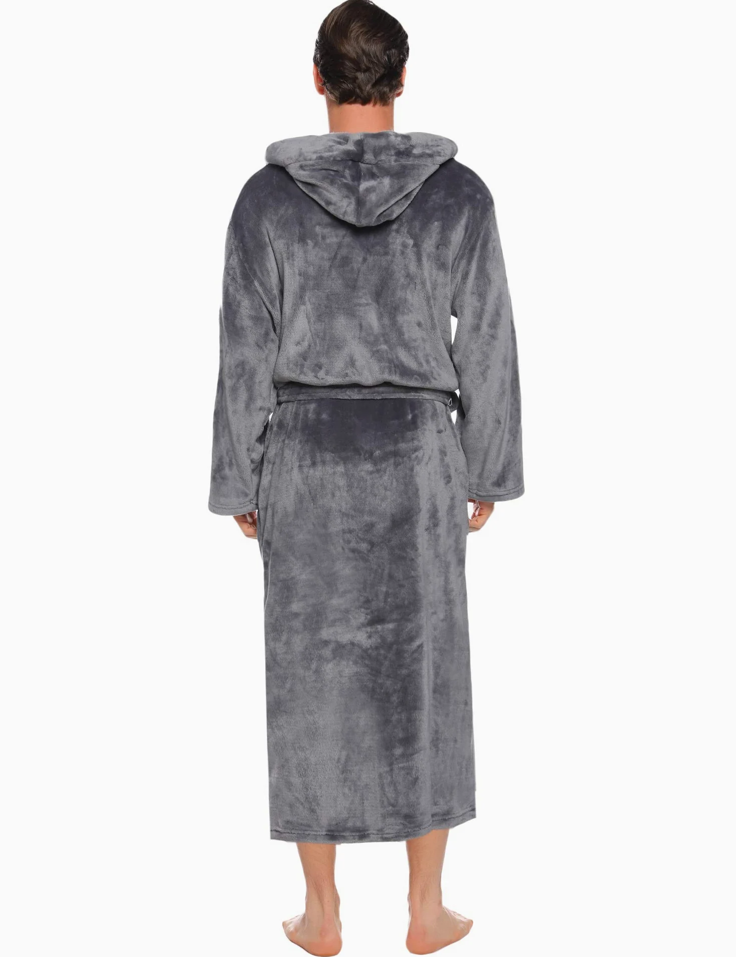 Vlazom Albornoz de Hombre de Pana Goffrada, Cuello Chal y Bordado Contraste, Suave Ligero, Estilo Kimono para Spa y Relax S-3XL