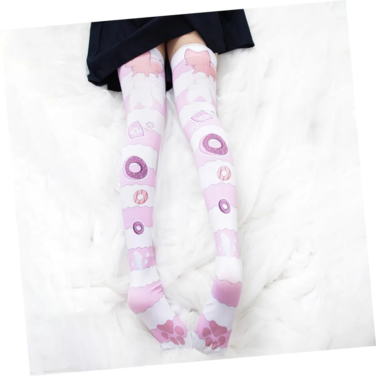 SHERCHPRY 2 pares de calcetines por encima de la rodilla hasta el muslo, transpirables, calcetines de ciclismo casuales de terciopelo para niñas