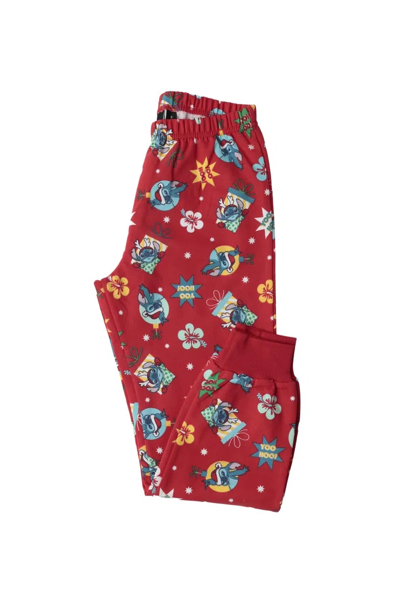 Disney Pijama Manga Larga Stitch Happy Holidays para niña