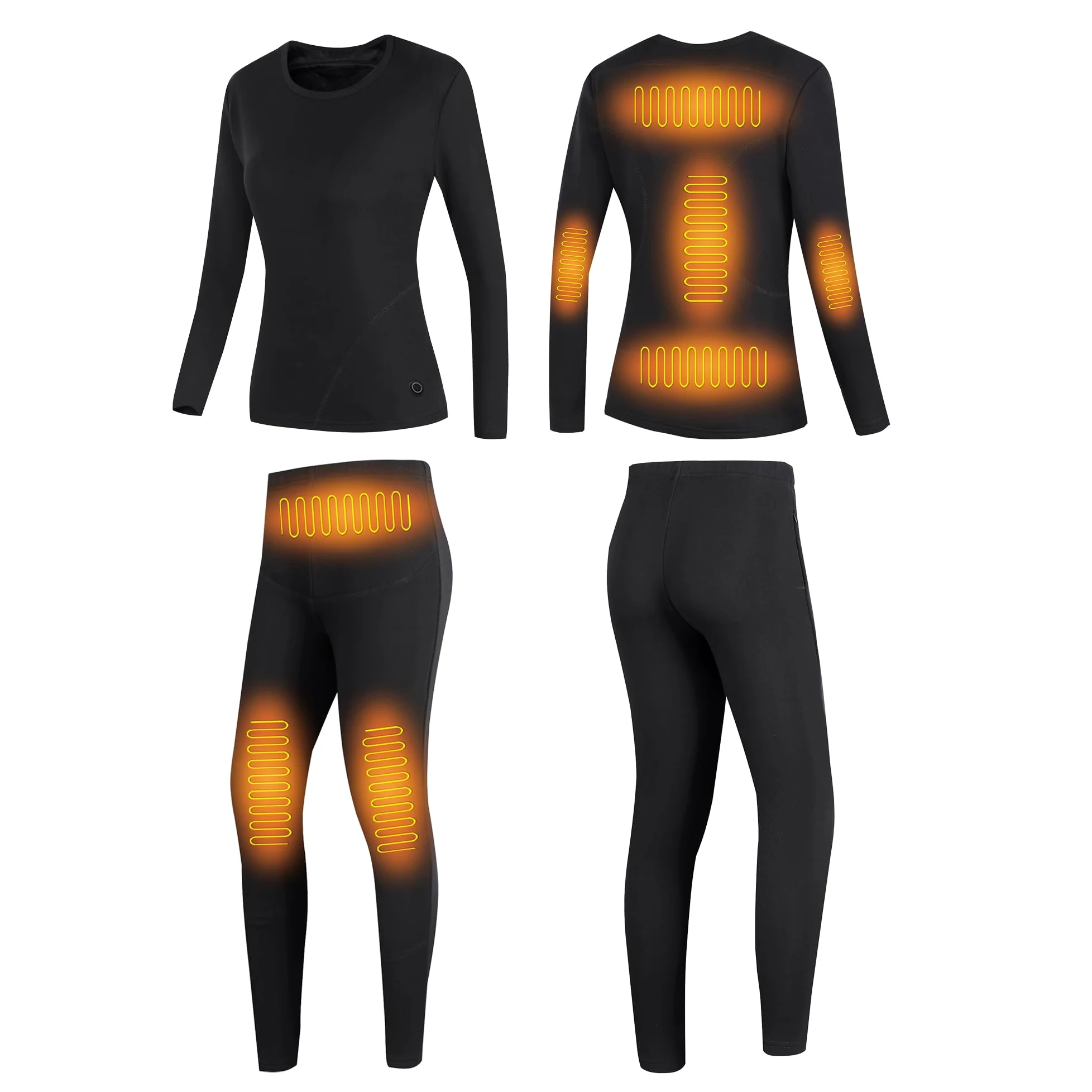 Mujeres Ropa Interior Térmica Calentada, Conjunto De Capa Base Térmica De Calefacción con Camiseta Y Pantalones para La Vida Diaria