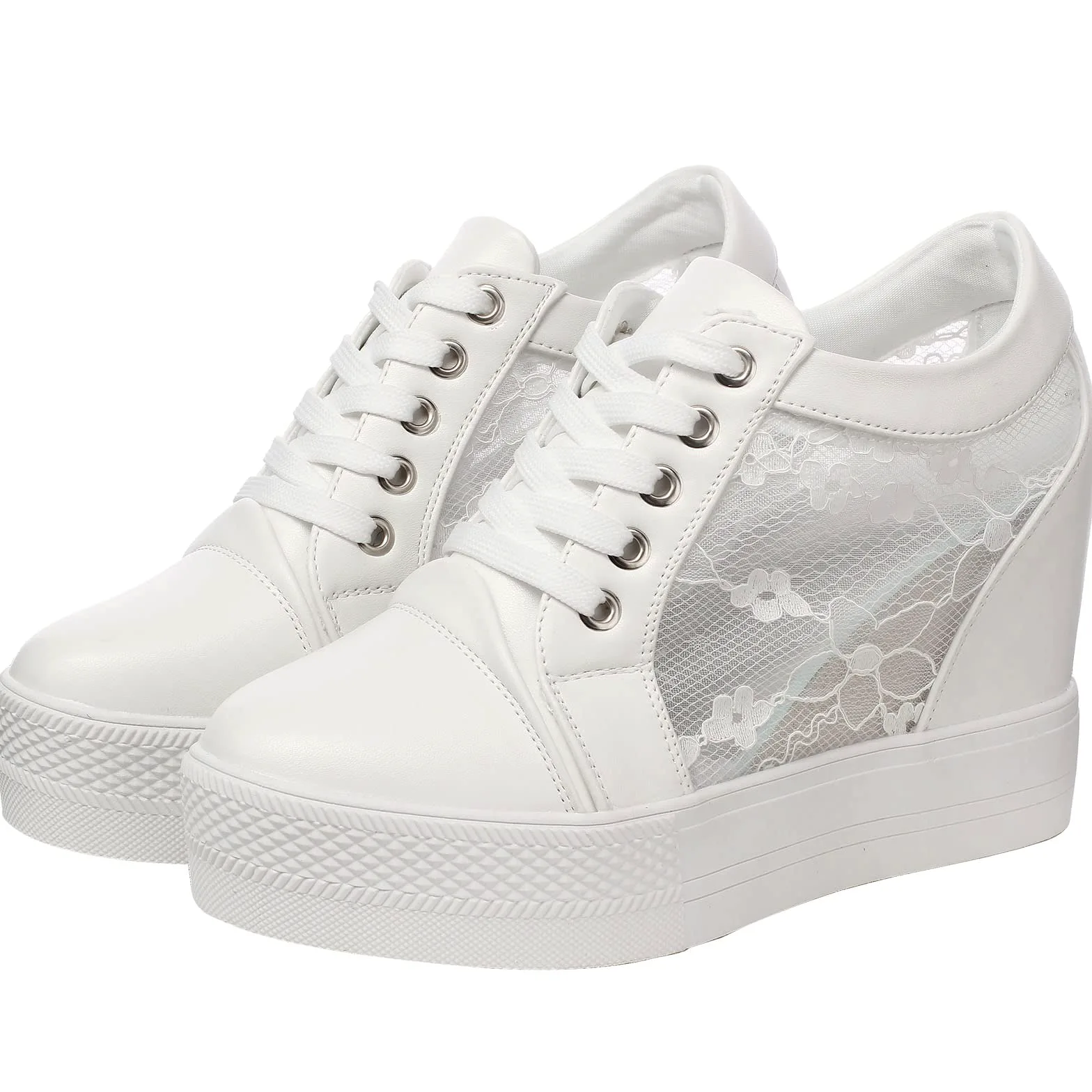 Mujer Oculto Cuñas Plataforma Elegante Deportivos Zapatillas Zapatos Casuales Cordones