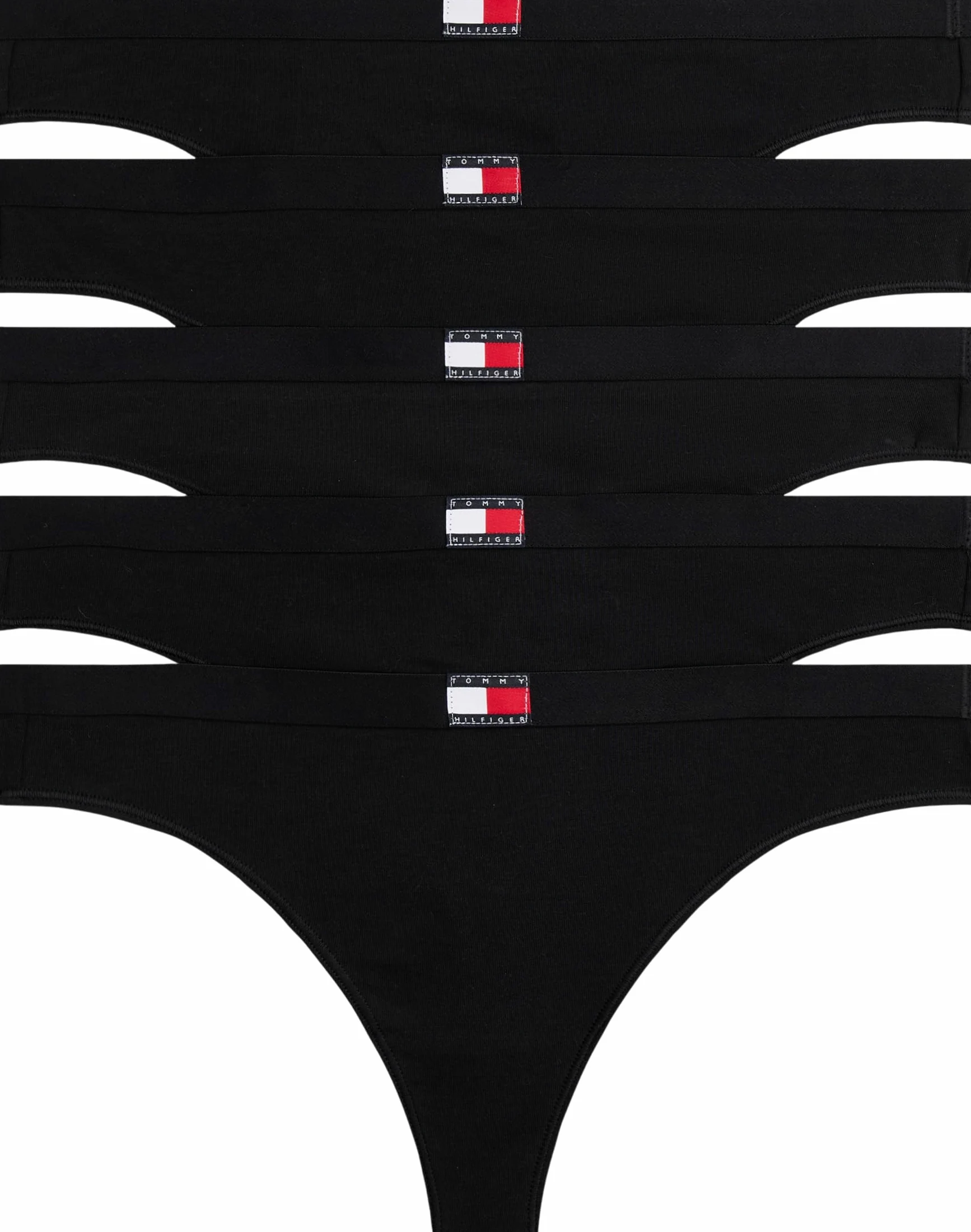 Tommy Hilfiger Braguitas Pack de 5 Mujer Flag con Logotipo, Multicolor (Black/Black/Black/Black/Black), S